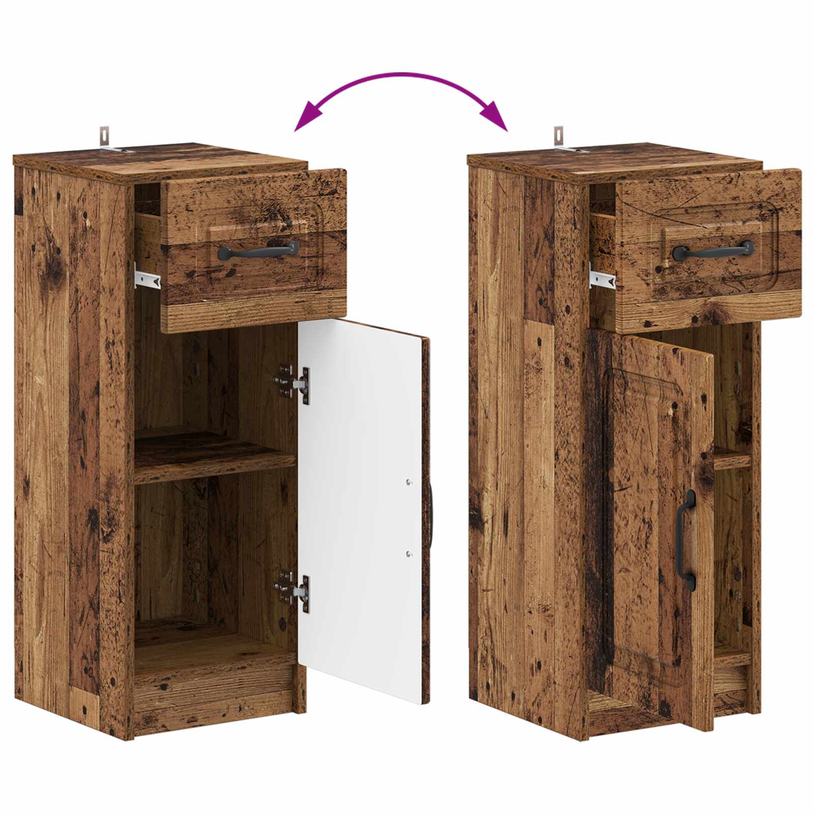Badkamer Opbergkast UTRECHT Oud hout 30 x 31 x 77 cm - Afbeelding 8