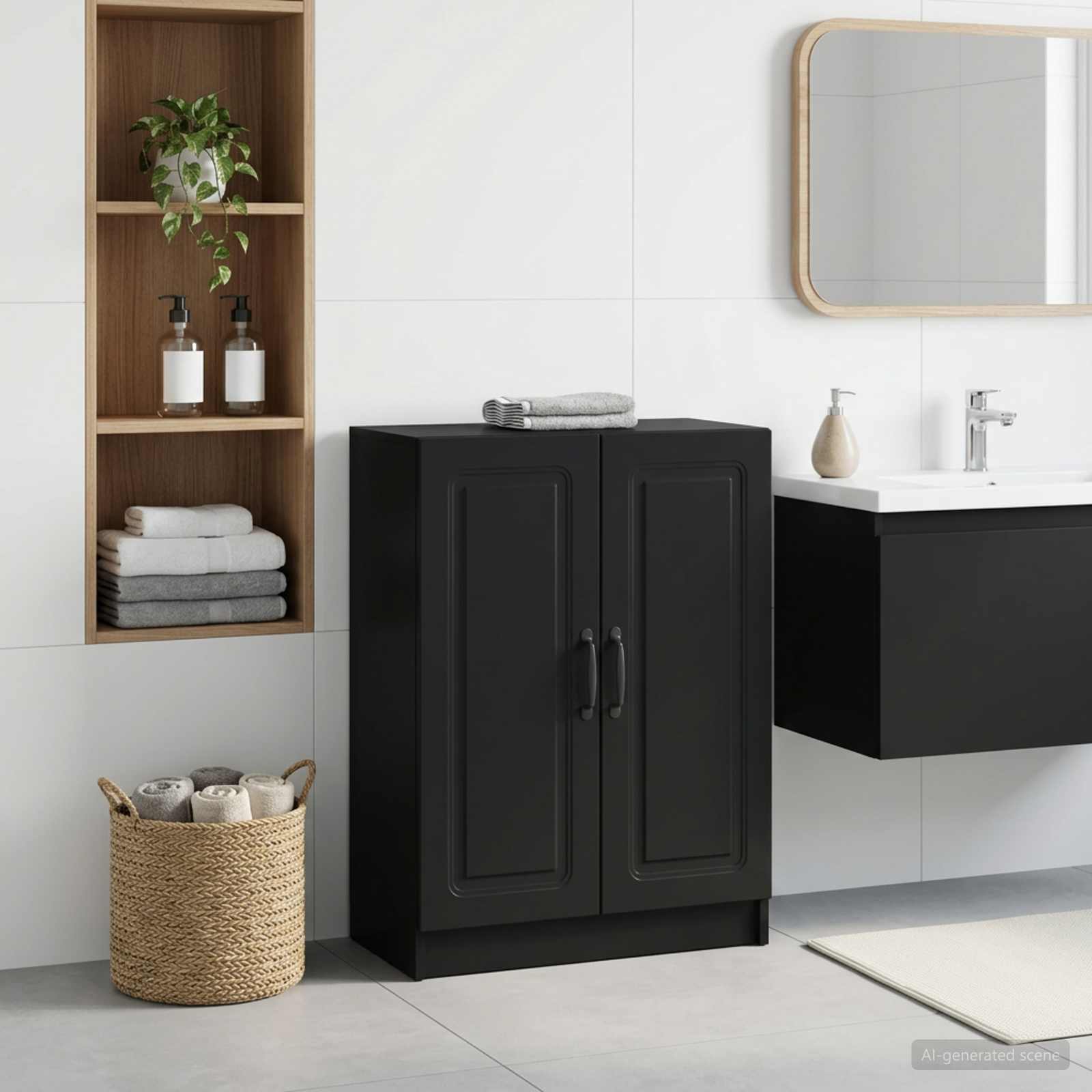 vidaXL Badkamer Opbergkast UTRECHT Zwart 59,5 x 31 x 77 cm