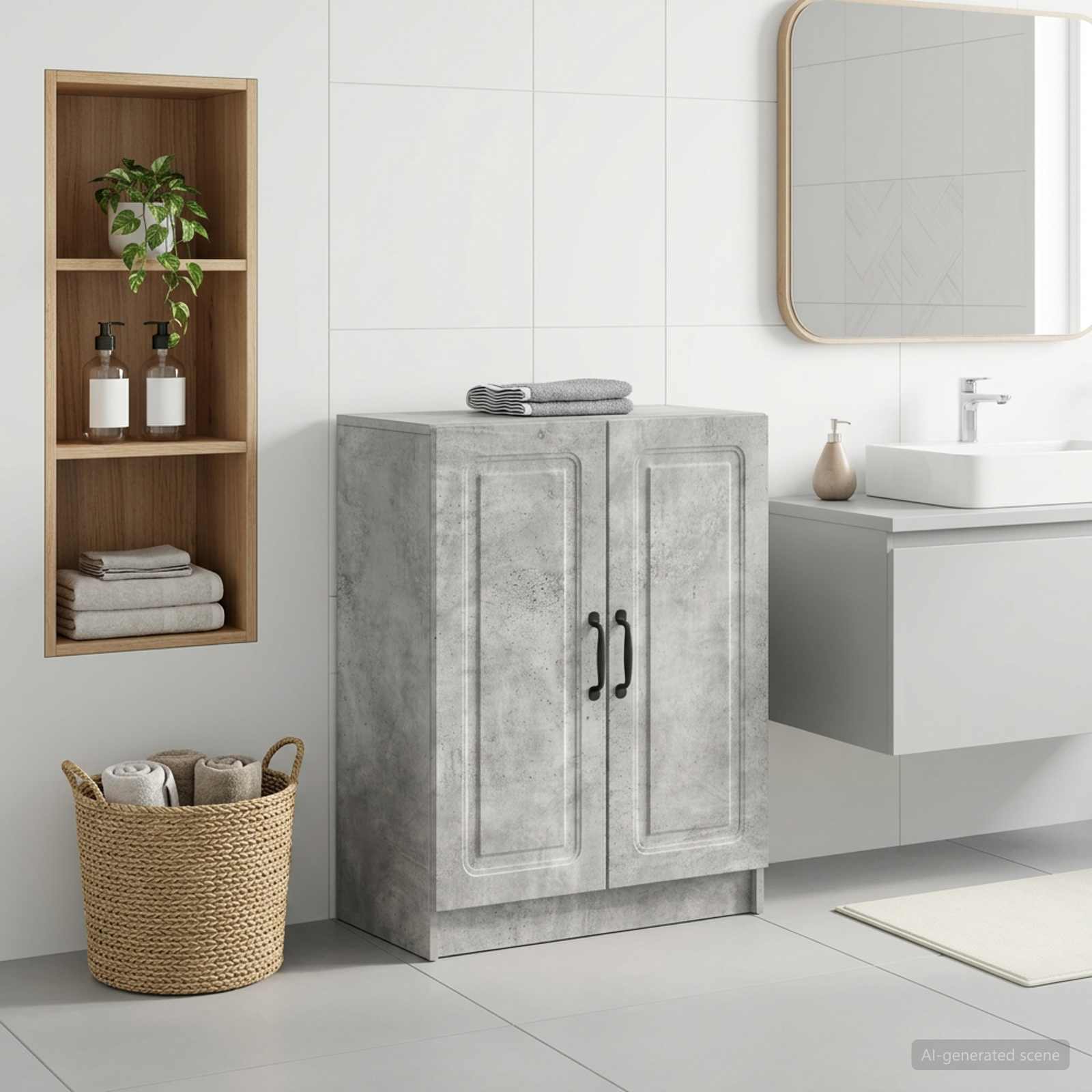 vidaXL Badkamer Opbergkast UTRECHT Betongrijs 59,5 x 31 x 77 cm