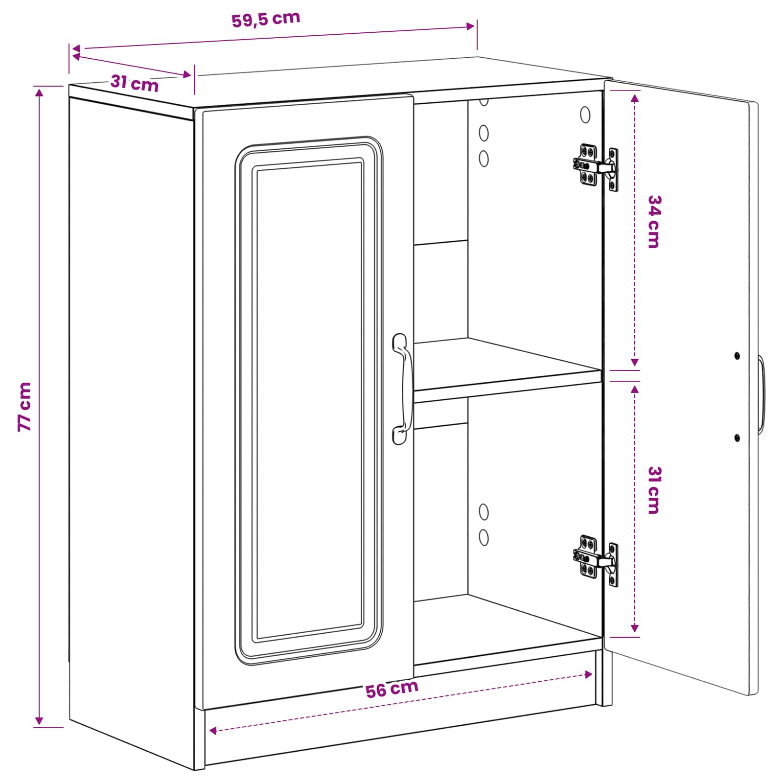 vidaXL Badkamer Opbergkast UTRECHT Betongrijs 59,5 x 31 x 77 cm