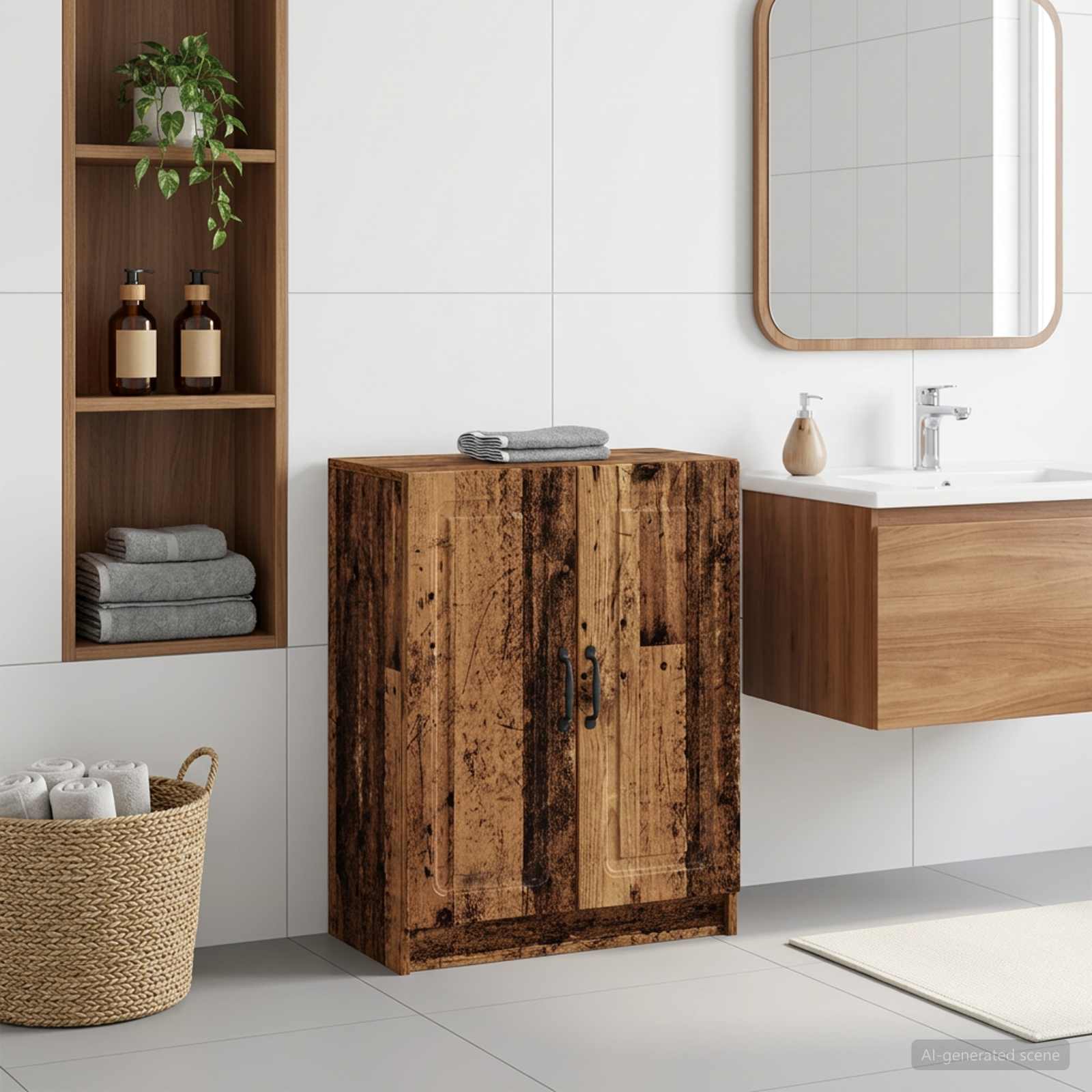 vidaXL Badkamer Opbergkast UTRECHT Oud hout 59,5 x 31 x 77 cm