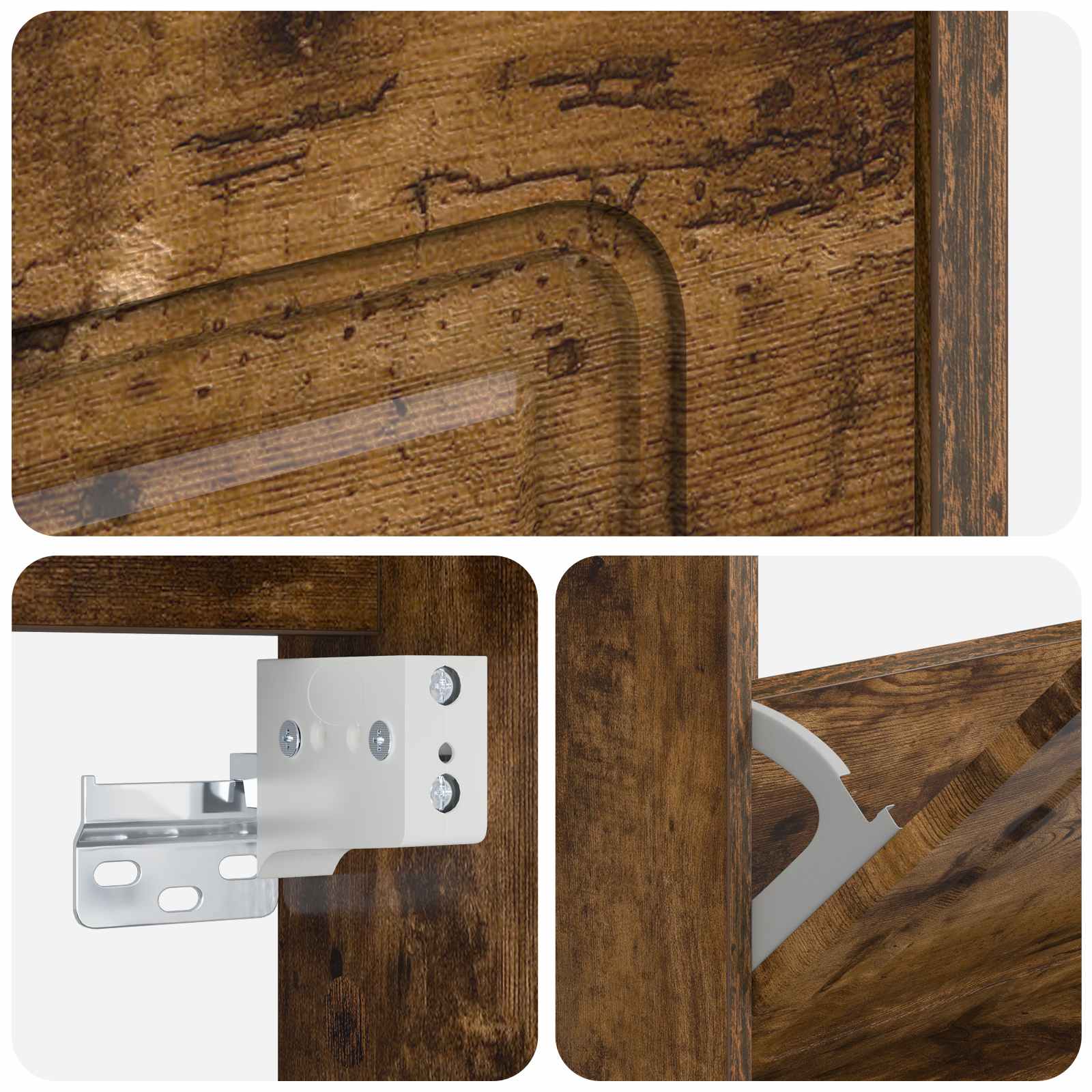 Wandgemonteerde Schoenkast UTRECHT 71 x 17 x 43 cm Bewerkt hout image 6