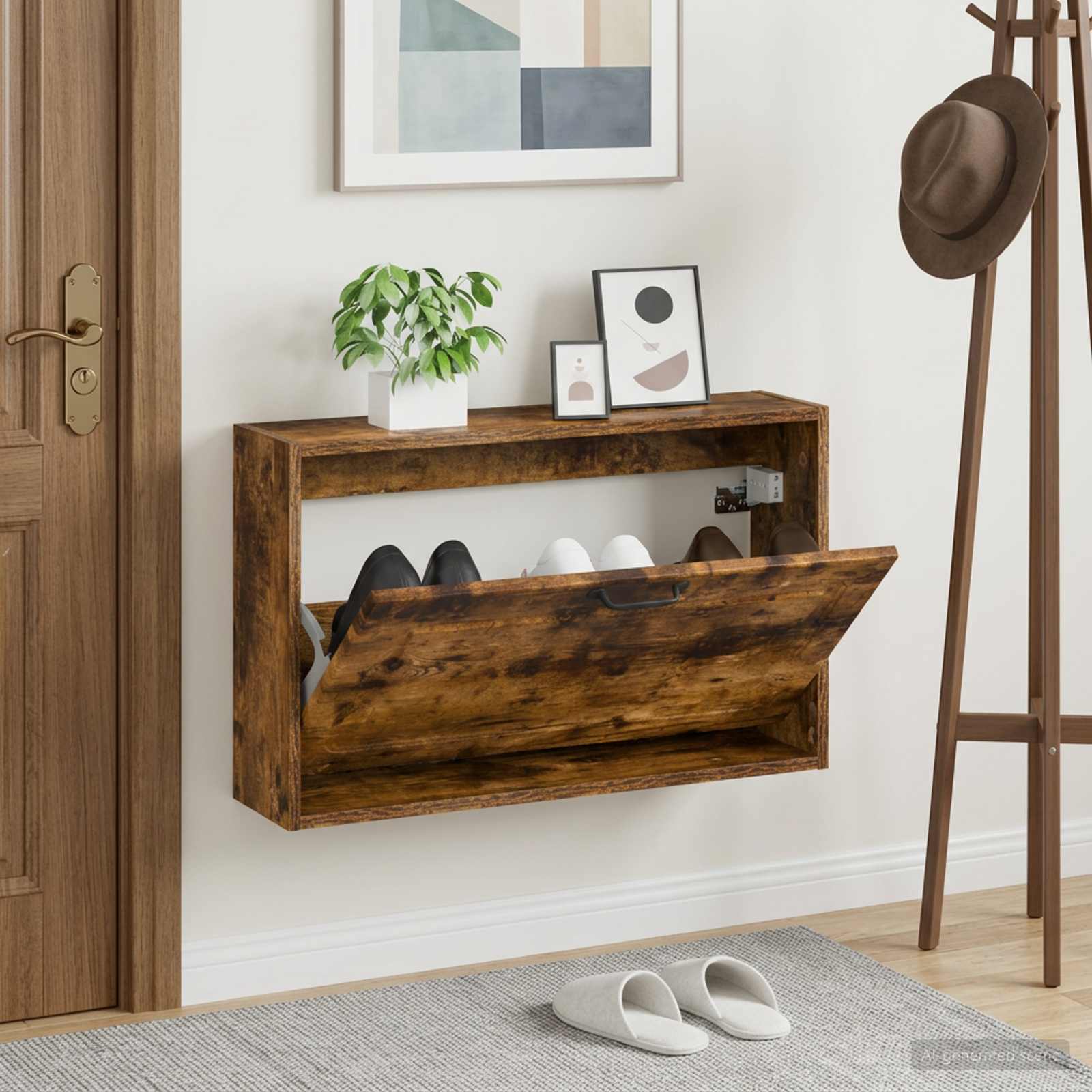 vidaXL Wandgemonteerde Schoenkast UTRECHT 71 x 17 x 43 cm Bewerkt hout