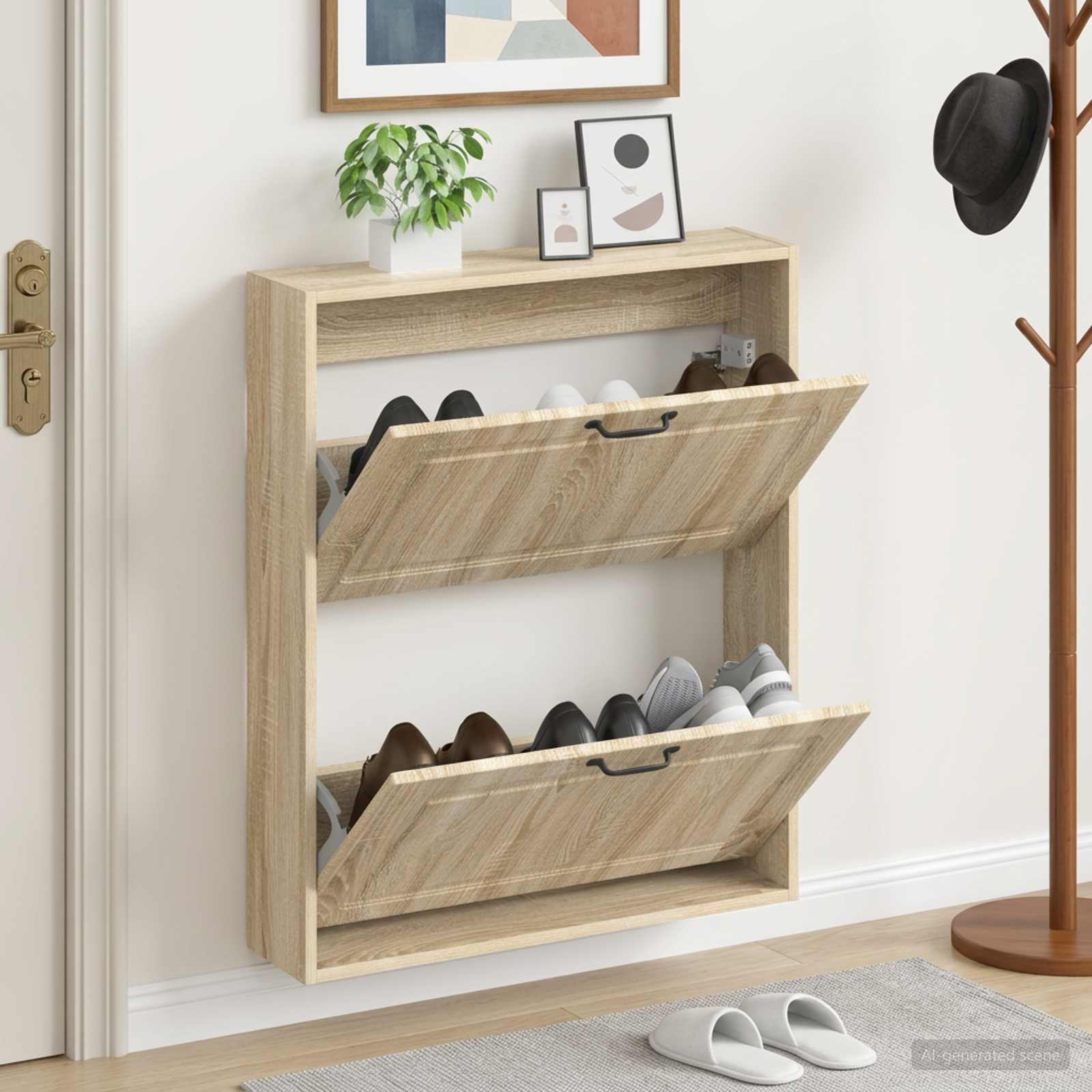 vidaXL Wandgemonteerde Schoenkast UTRECHT 71 x 17 x 86 cm Bewerkt hout