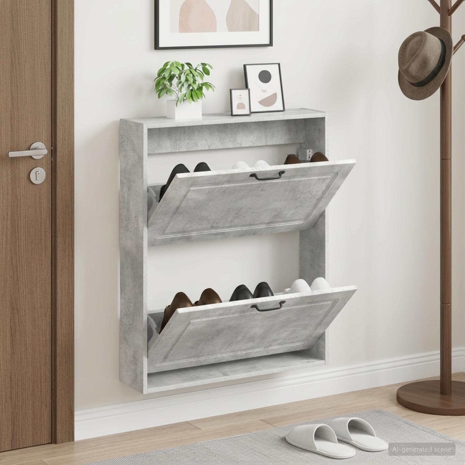 vidaXL Wandgemonteerde Schoenkast UTRECHT 71 x 17 x 86 cm Bewerkt hout