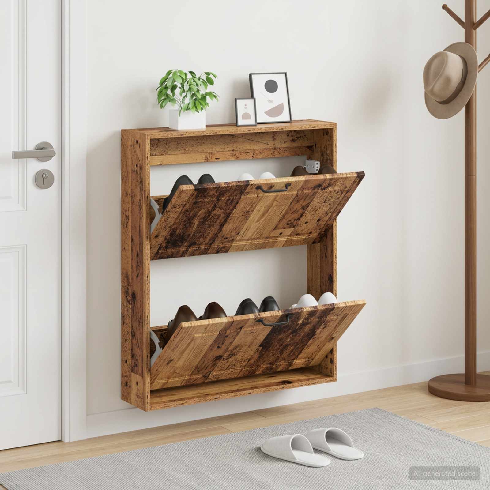 vidaXL Wandgemonteerde Schoenkast UTRECHT 71 x 17 x 86 cm Bewerkt hout