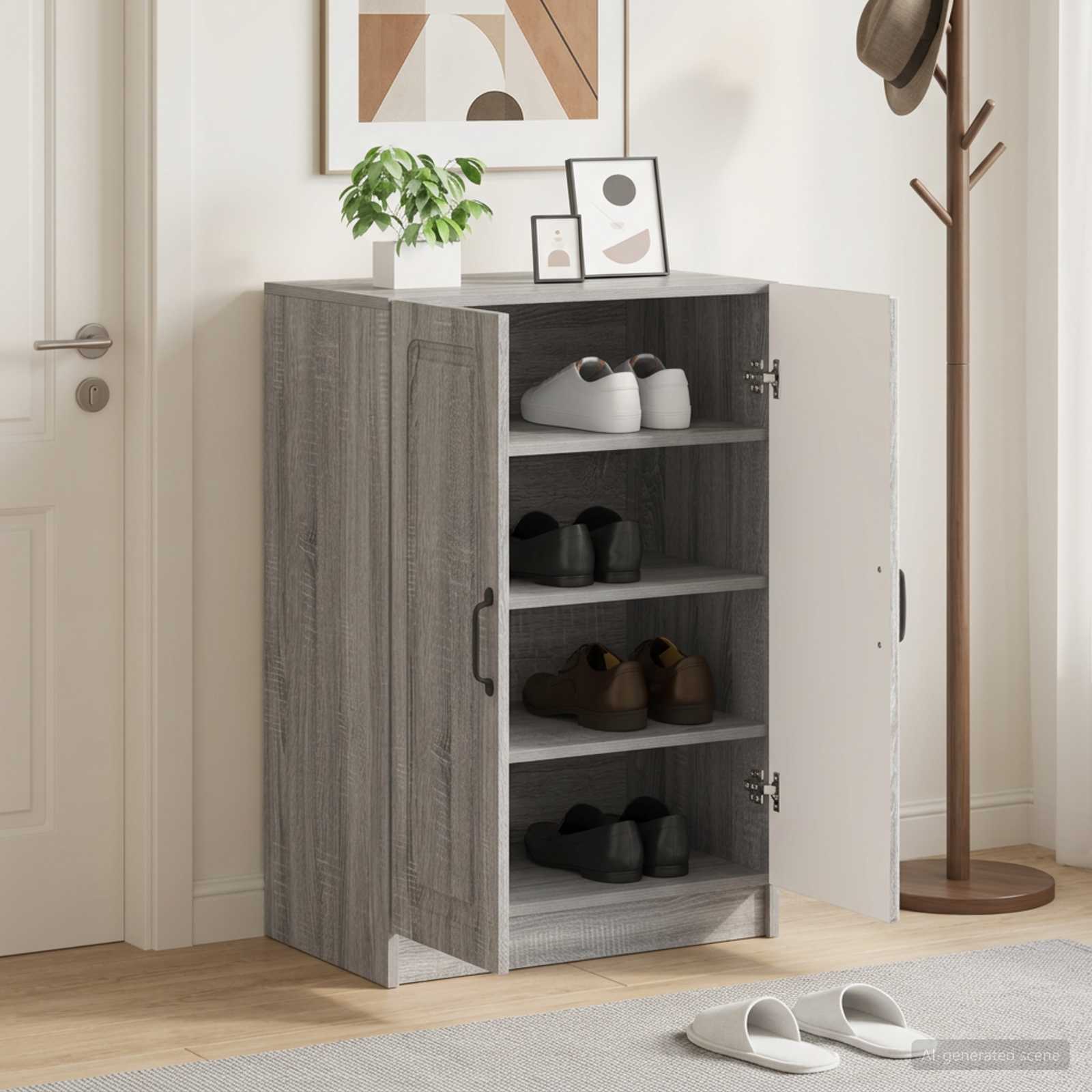 vidaXL Schoenenkast UTRECHT 59,5 x 39,5 x 87 cm Bewerkt hout