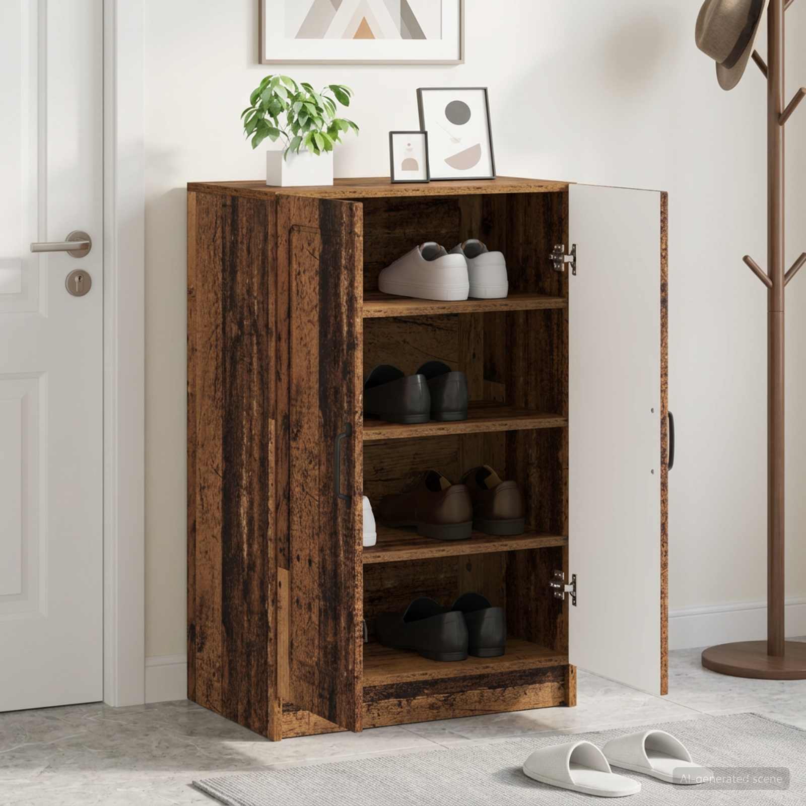 vidaXL Schoenenkast UTRECHT 59,5 x 39,5 x 87 cm Bewerkt hout Oud hout