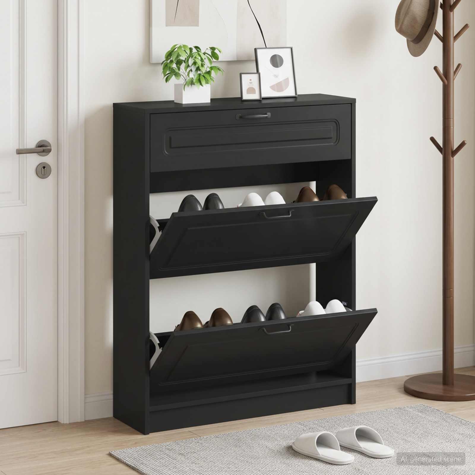 vidaXL Schoenenkast UTRECHT 78 x 24 x 100 cm Bewerkt hout Zwart