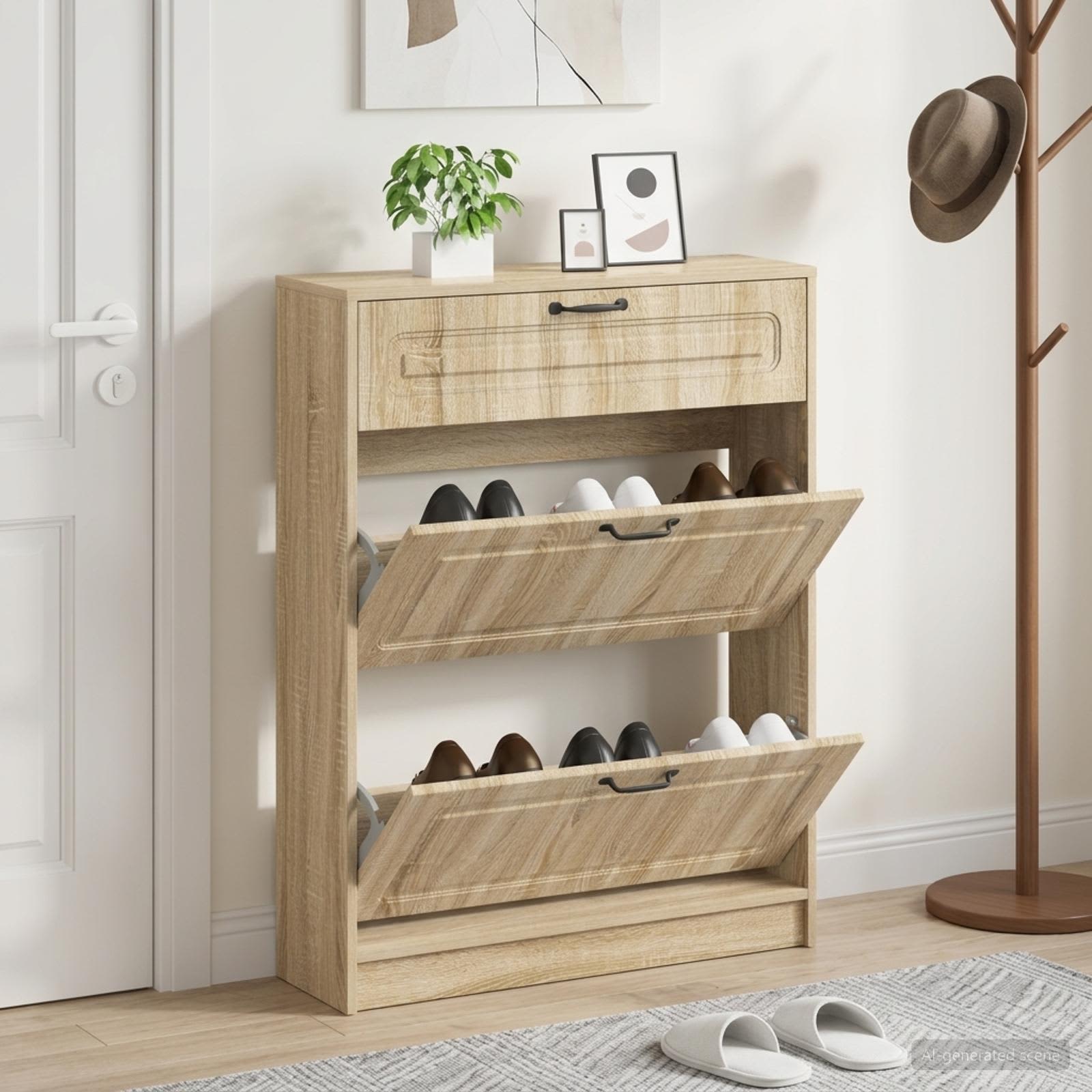 vidaXL Schoenenkast UTRECHT 78 x 24 x 100 cm Bewerkt hout Sonoma Eiken