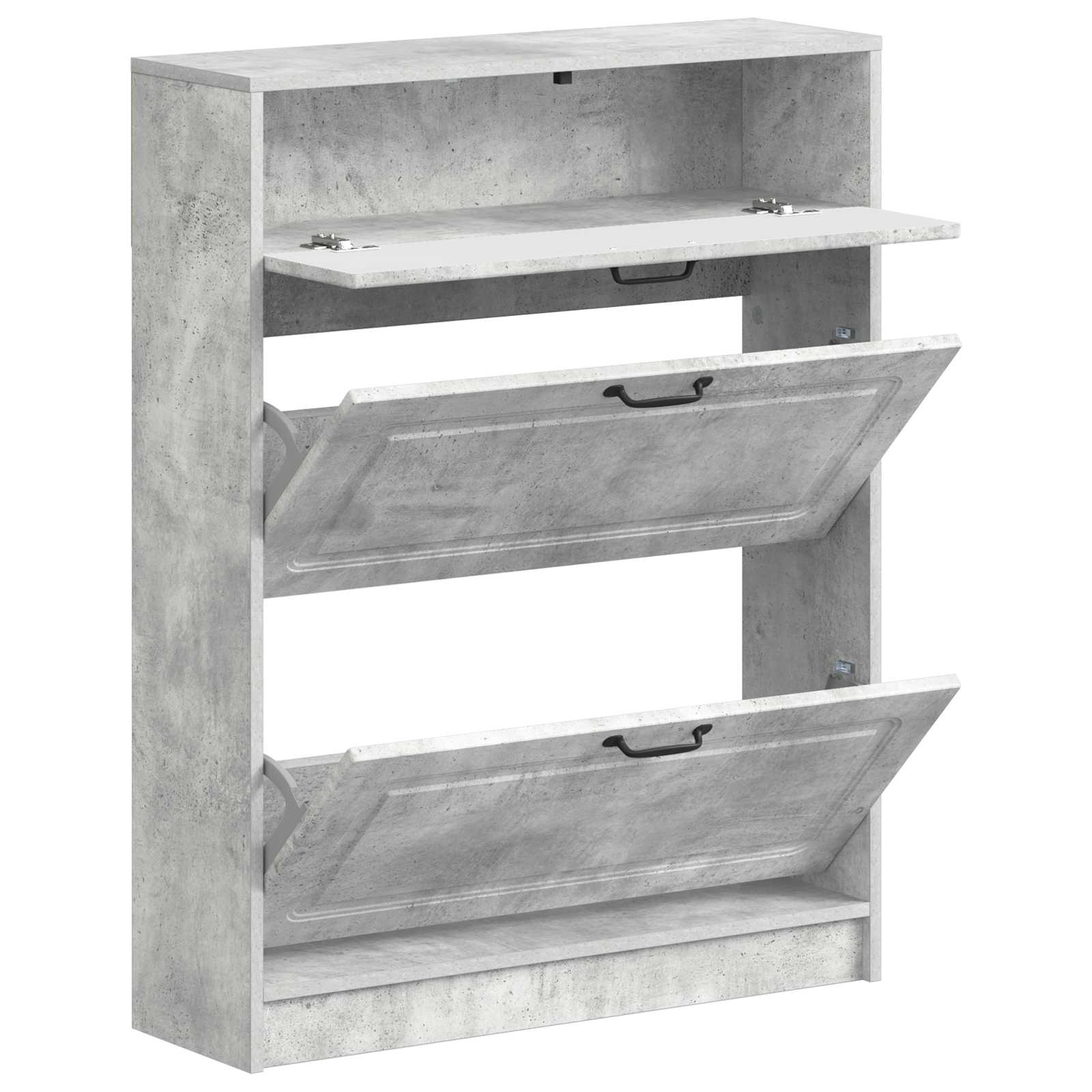 Schoenenkast UTRECHT 78 x 24 x 100 cm Bewerkt hout Betongrijs image 2