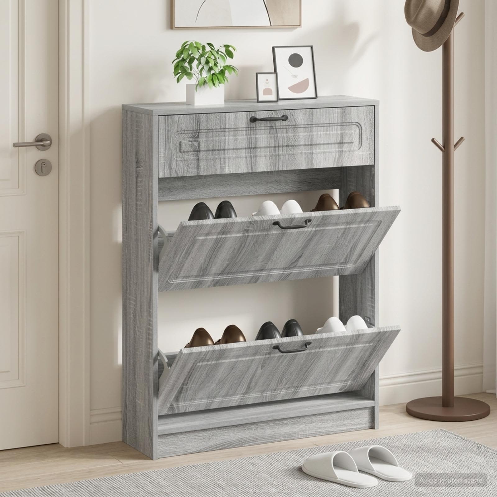 vidaXL Schoenenkast UTRECHT 78 x 24 x 100 cm Bewerkt hout Grijs Sonoma