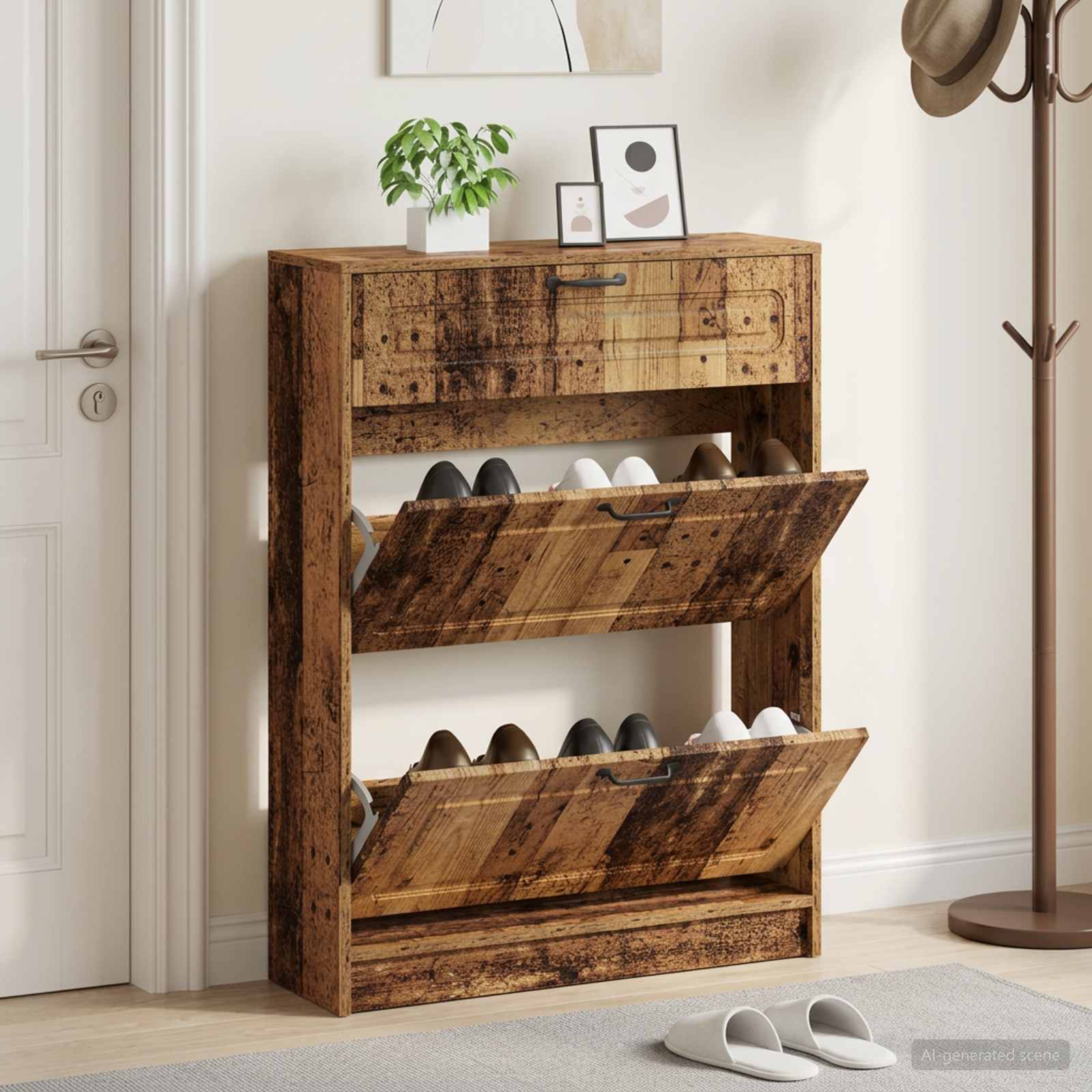 vidaXL Schoenenkast UTRECHT 78 x 24 x 100 cm Bewerkt hout Oud hout