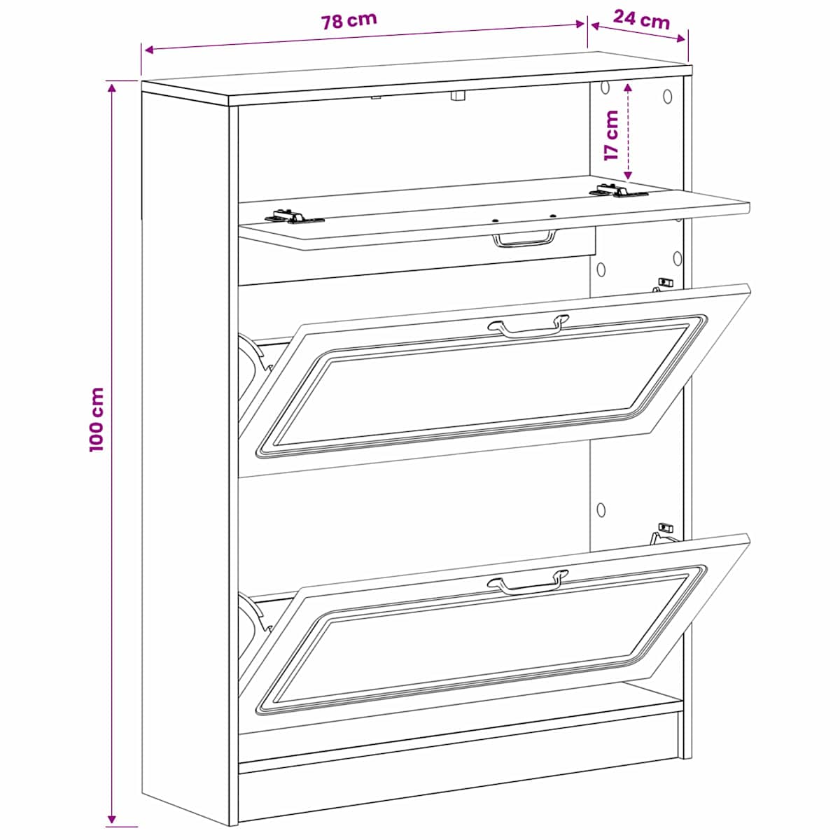 Sko skab UTRECHT 78 x 24 x 100 cm Konstrueret træ - Billede 9