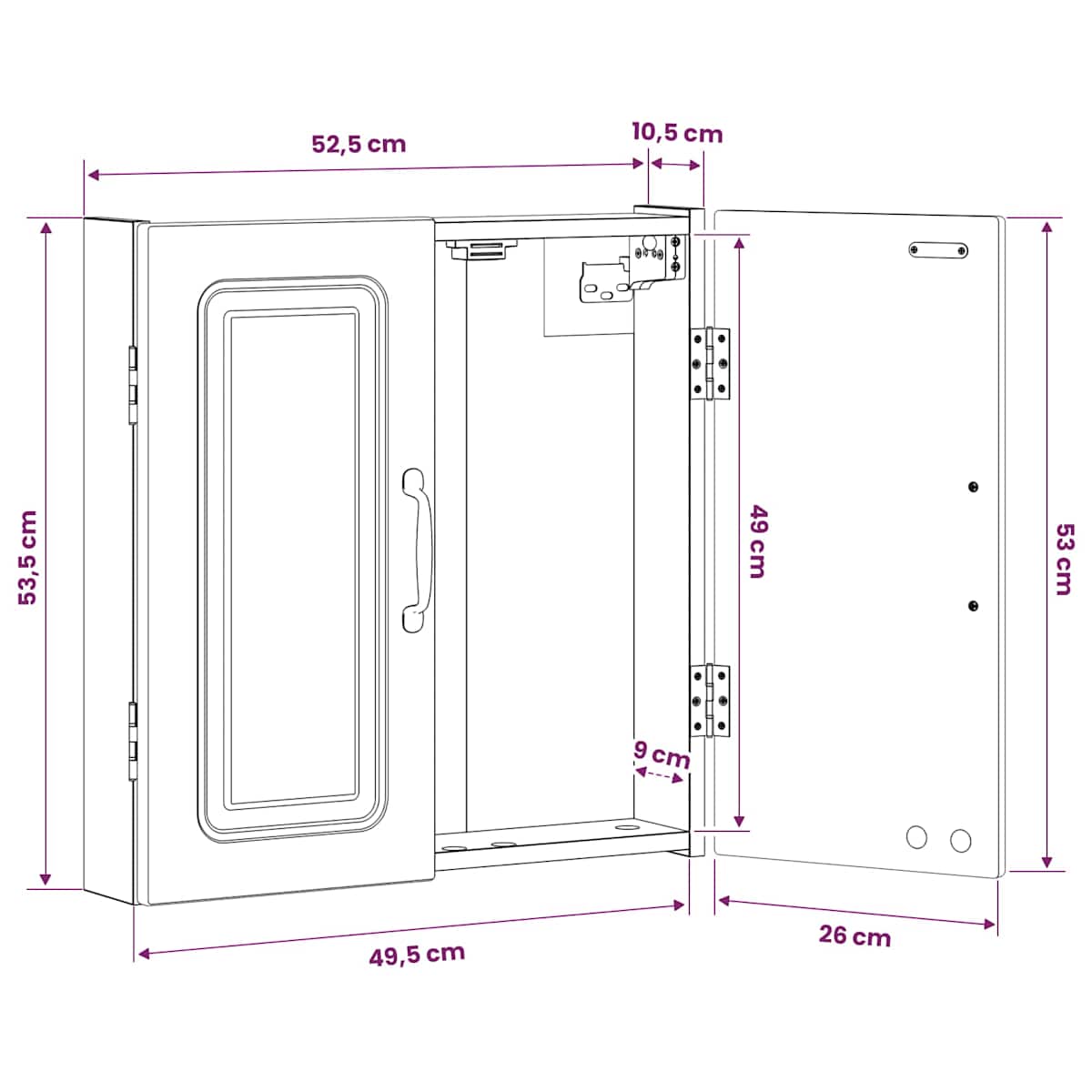Dartboard Skab UTRECHT 52,5 x 10,5 x 53,5 cm - Billede 9
