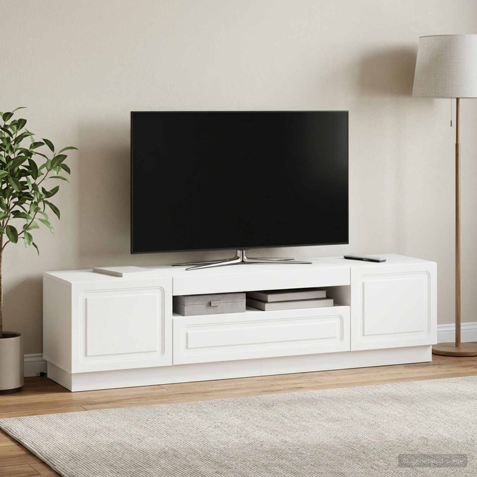LED TV-kaappi valkoinen Tekninen puu