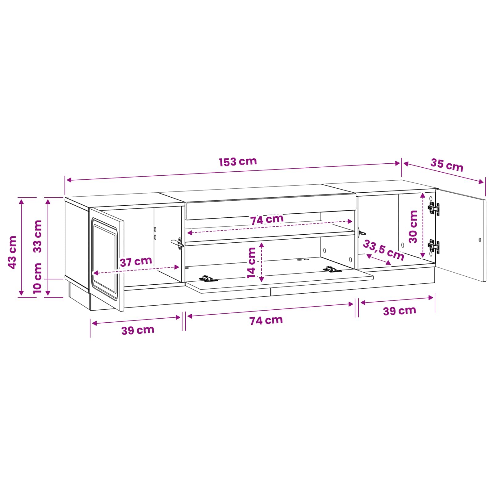 LED TV-kaappi Musta Tekninen puu - Image 10