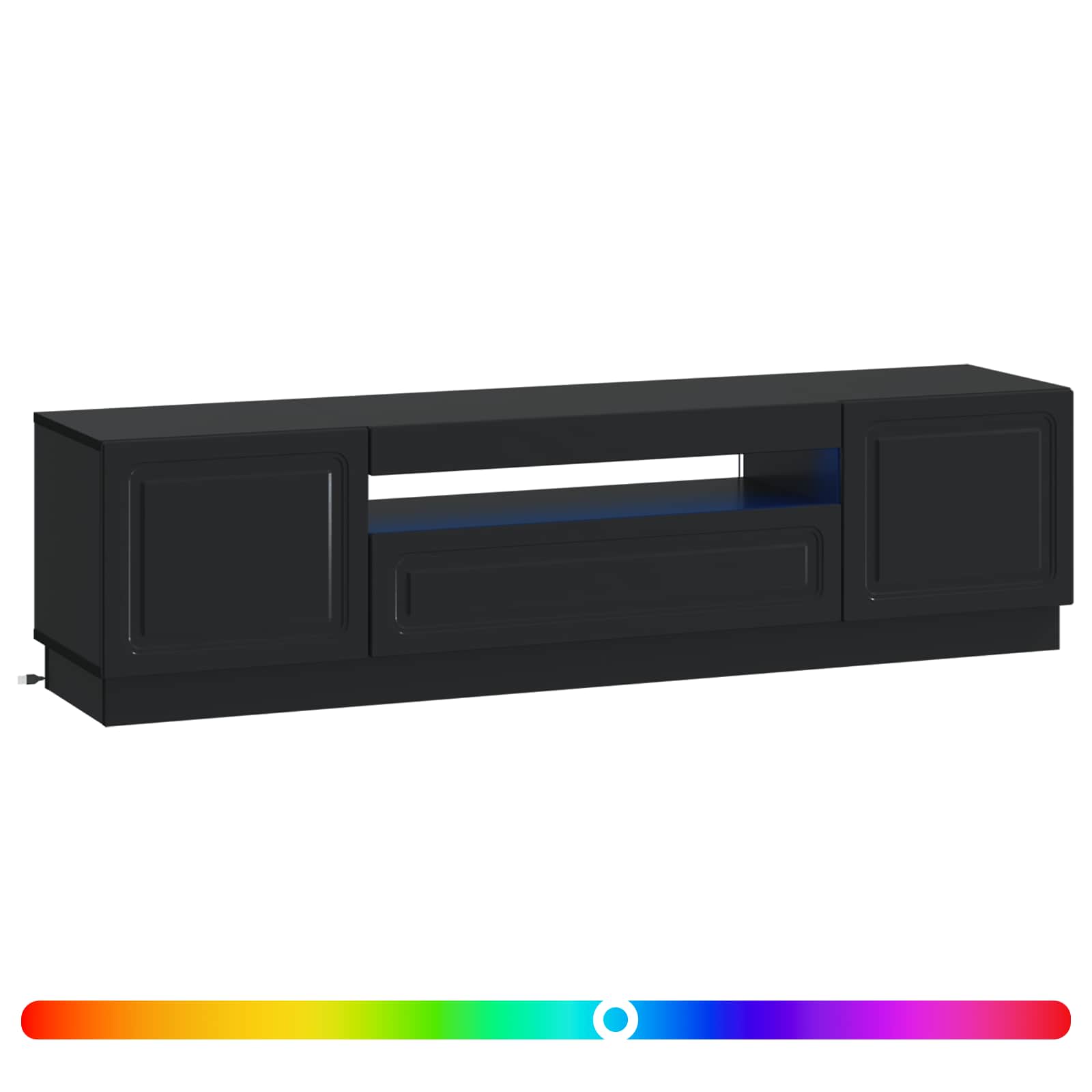 LED TV-kaappi Musta Tekninen puu - Image 2