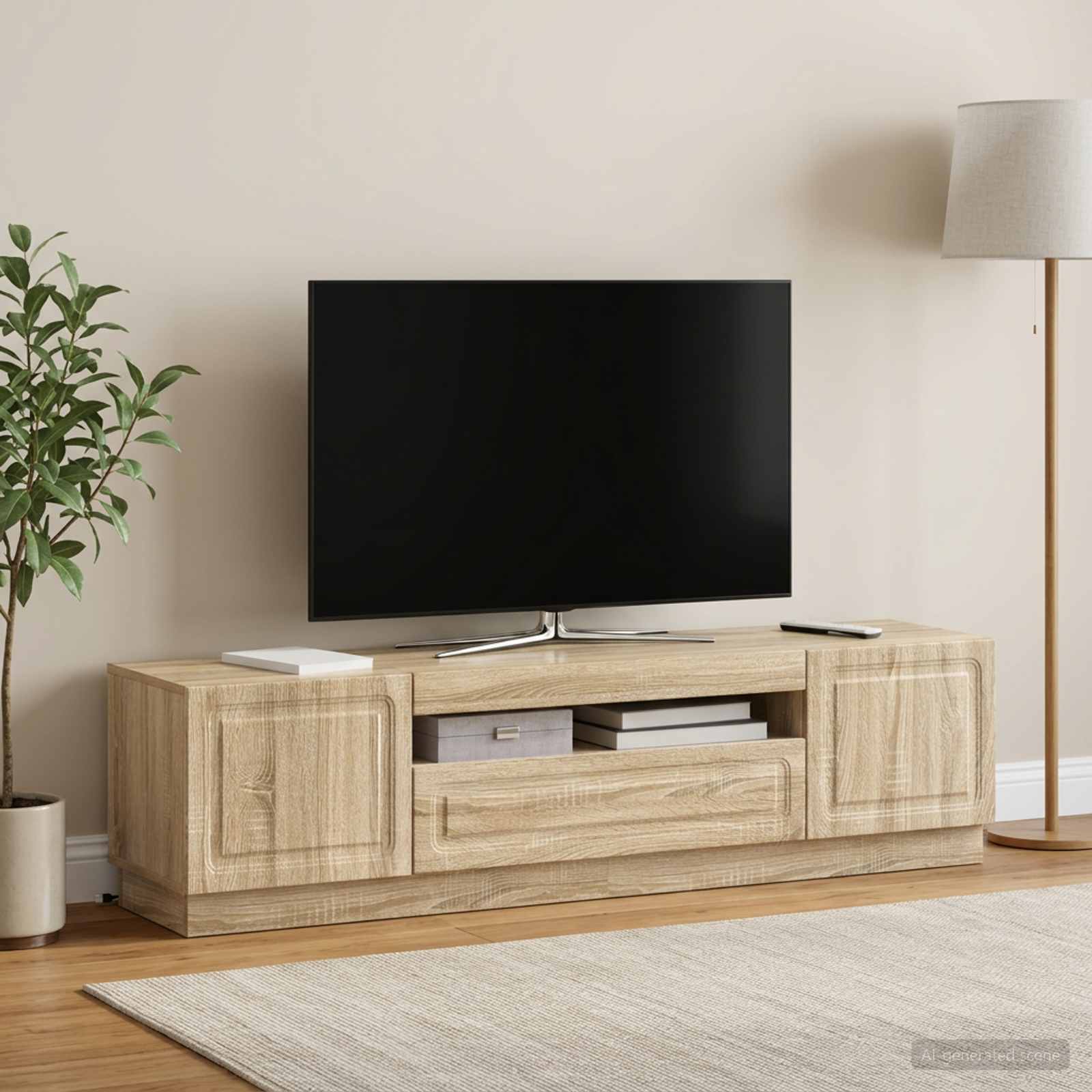 LED TV-kaappi Sonoma-tammi Tekninen puu