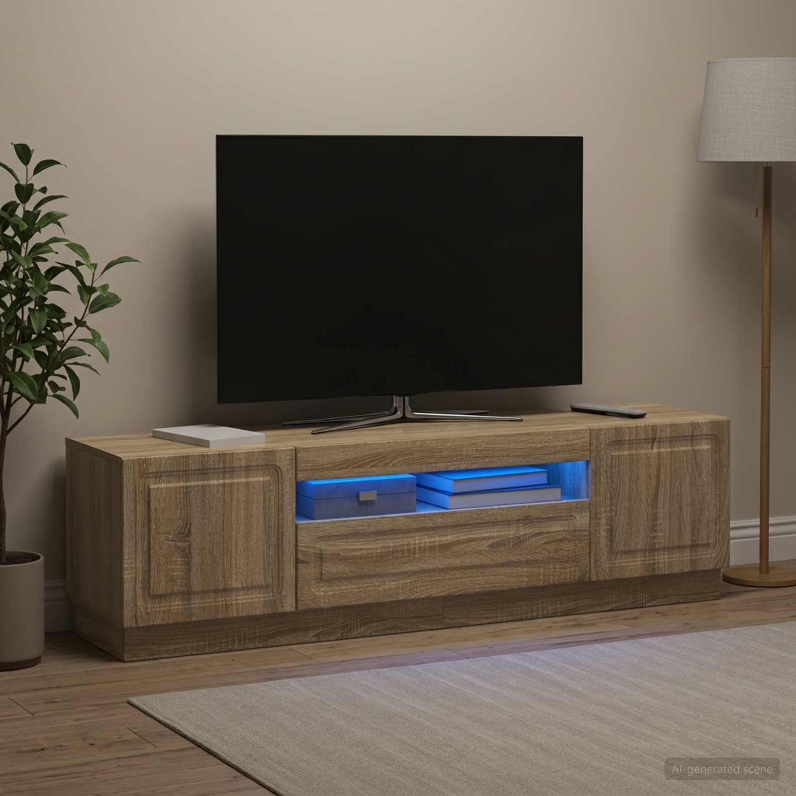 LED TV-kaappi Sonoma-tammi Tekninen puu - Image 4