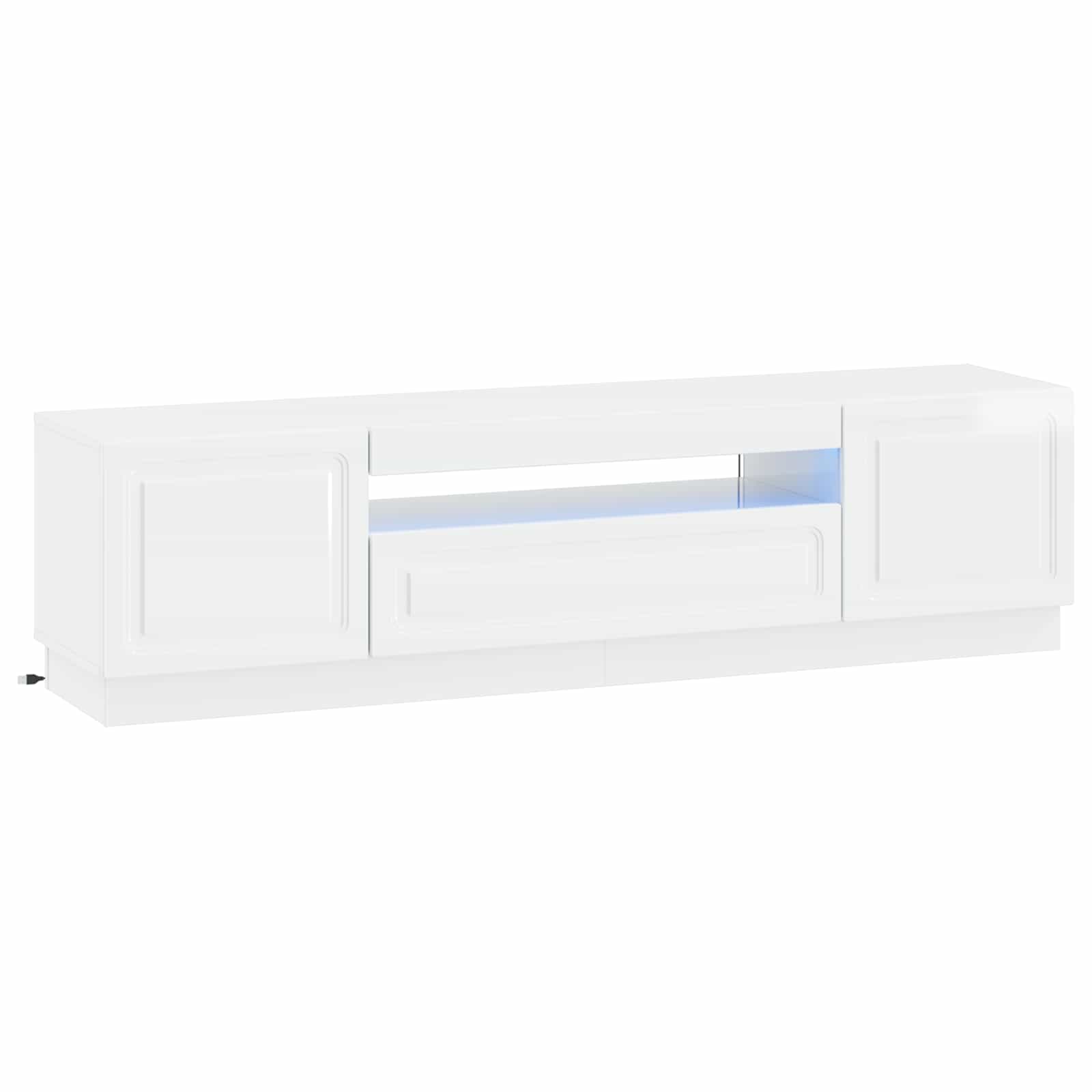 LED TV-kaappi Korkeakiiltoinen valkoinen Tekninen puu