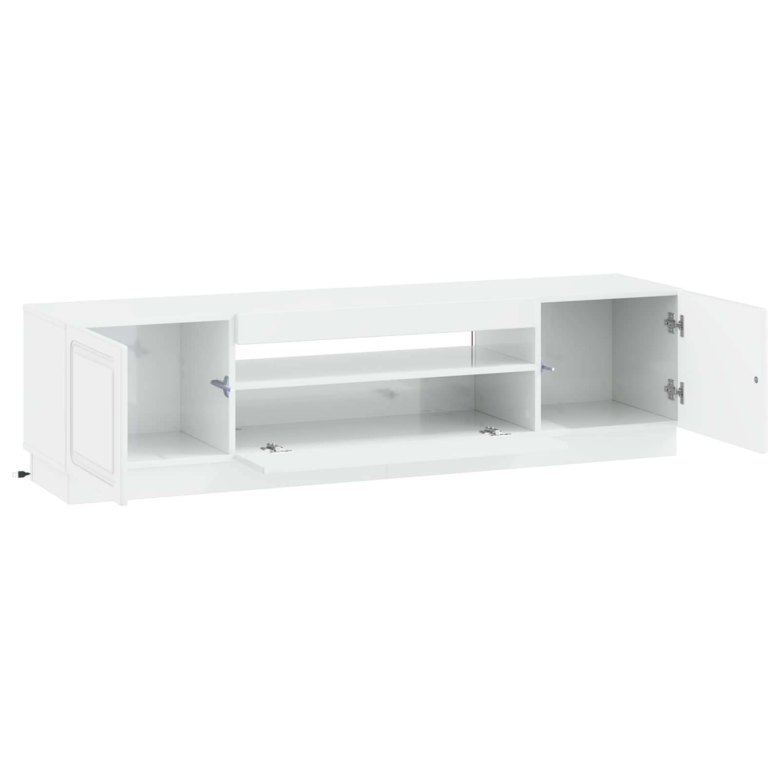 LED TV-kaappi Korkeakiiltoinen valkoinen Tekninen puu - Image 3