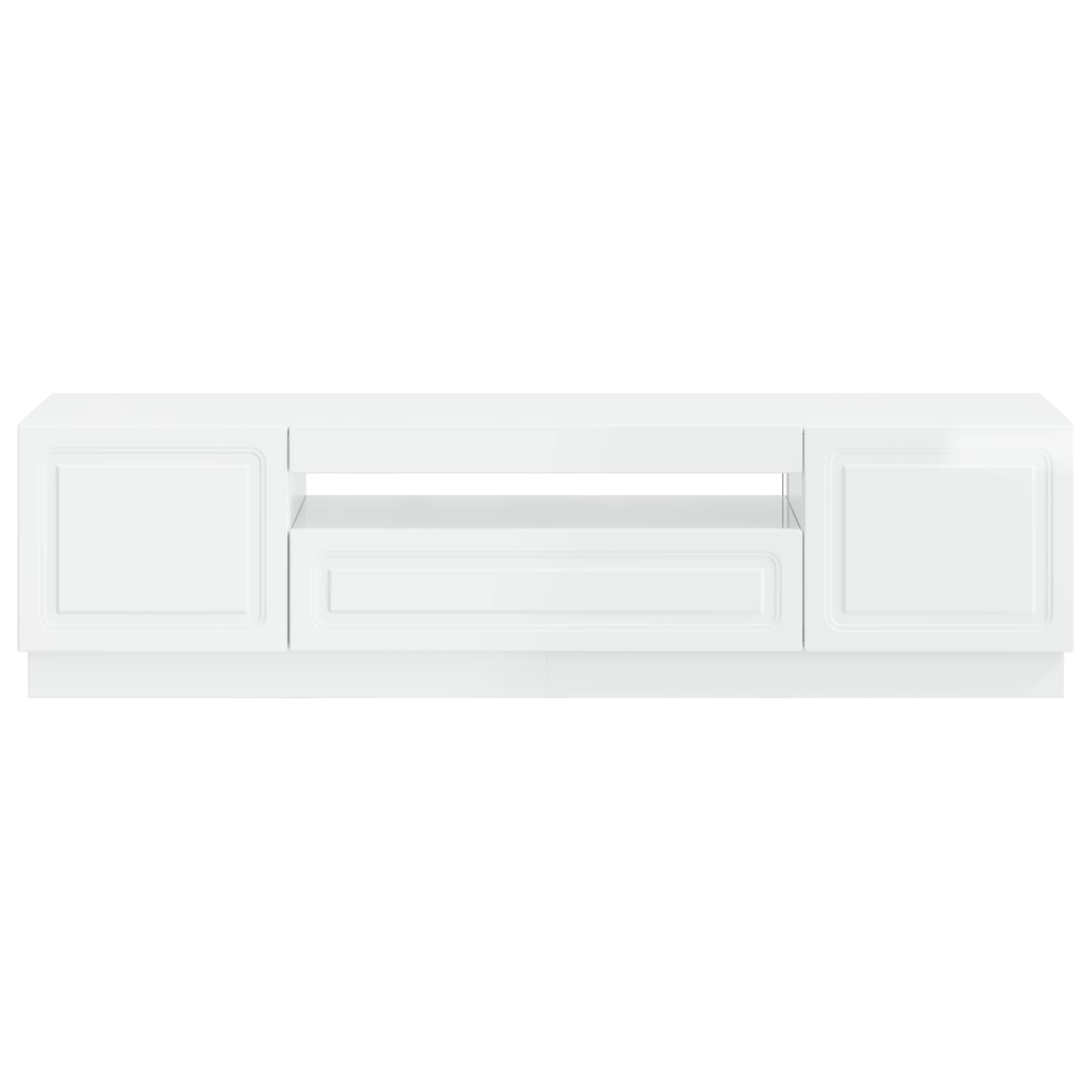 LED TV-kaappi Korkeakiiltoinen valkoinen Tekninen puu - Image 4