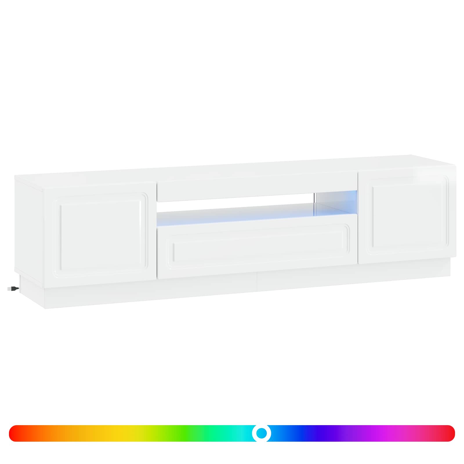 LED TV-kaappi Korkeakiiltoinen valkoinen Tekninen puu - Image 2