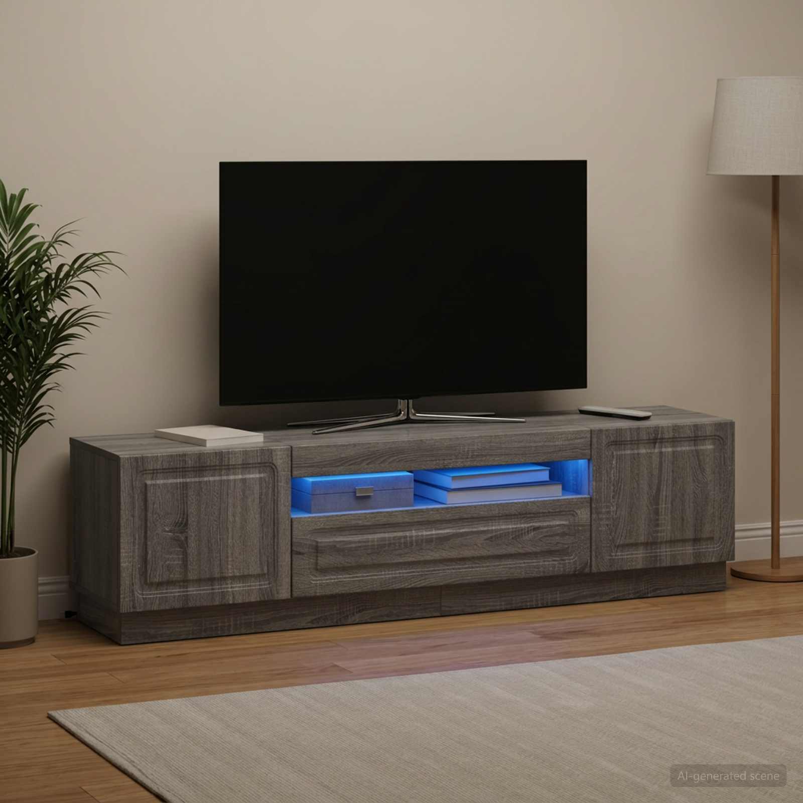 LED TV omarica Siva Sonoma Inženirski les