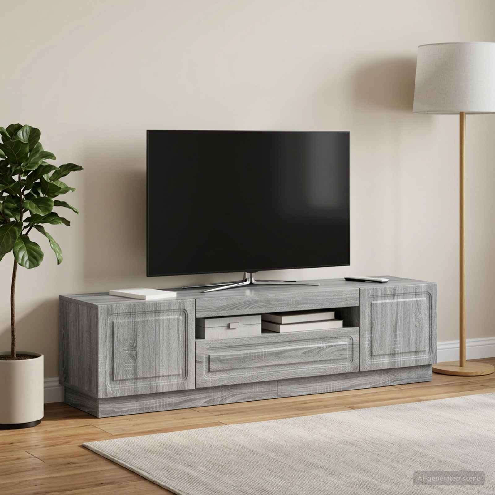 LED TV-kaappi Harmaa Sonoma Tekninen puu