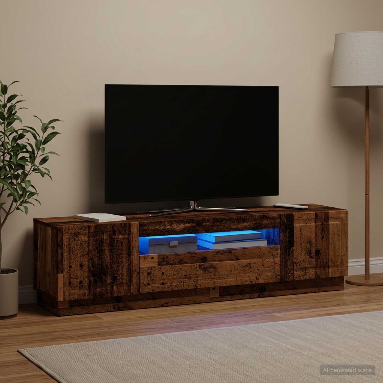 LED TV-kaappi Vanha puu Tekninen puu - Image 4