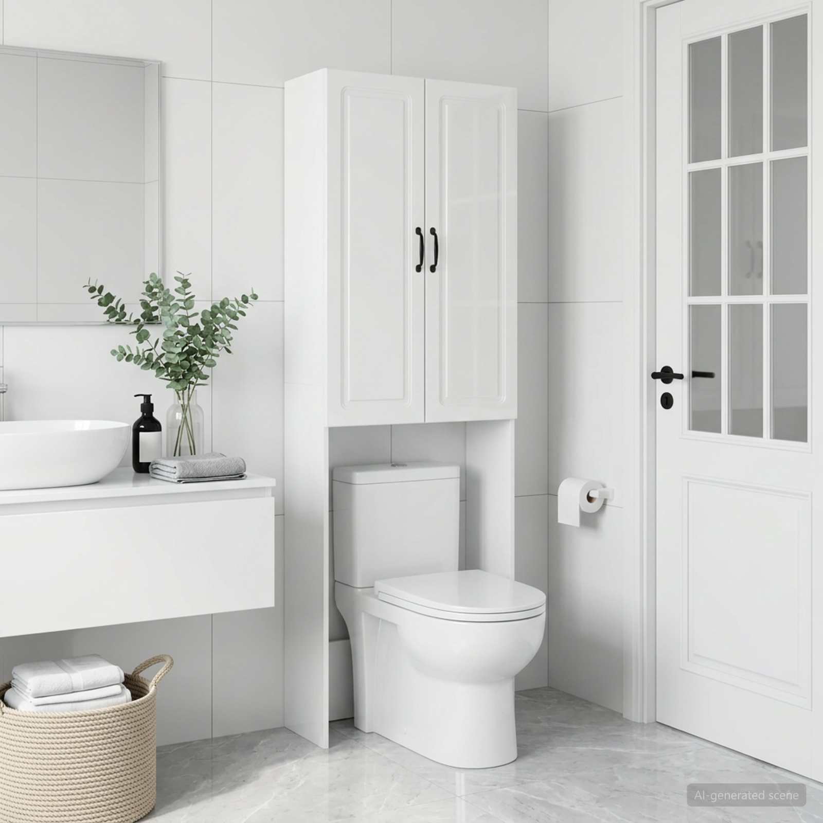 vidaXL Toiletkast UTRECHT Hoogglans Wit 66 x 25,5 x 190 cm