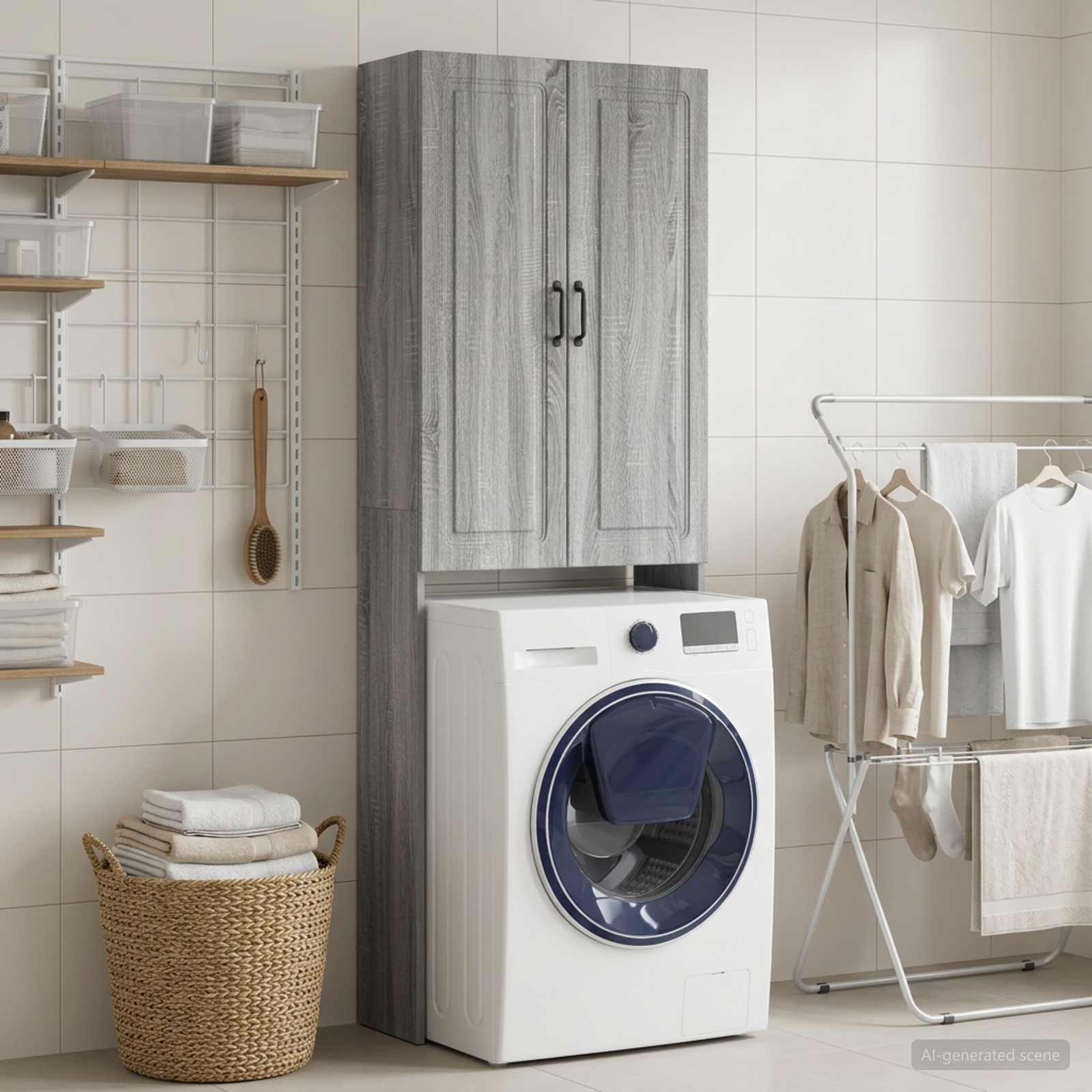 vidaXL Toiletkast UTRECHT Grijs Sonoma 66 x 25,5 x 190 cm Bewerkt hout