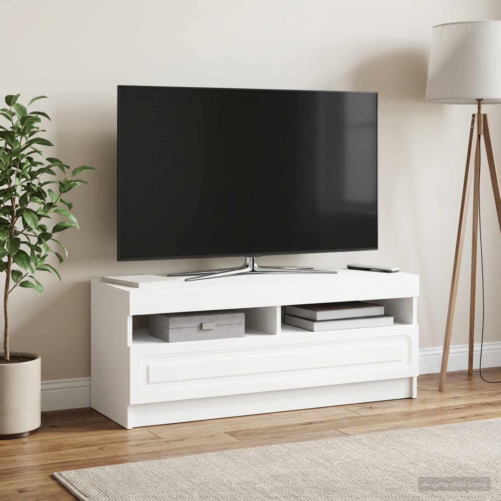 LED TV-kaappi valkoinen Tekninen puu - Image 4