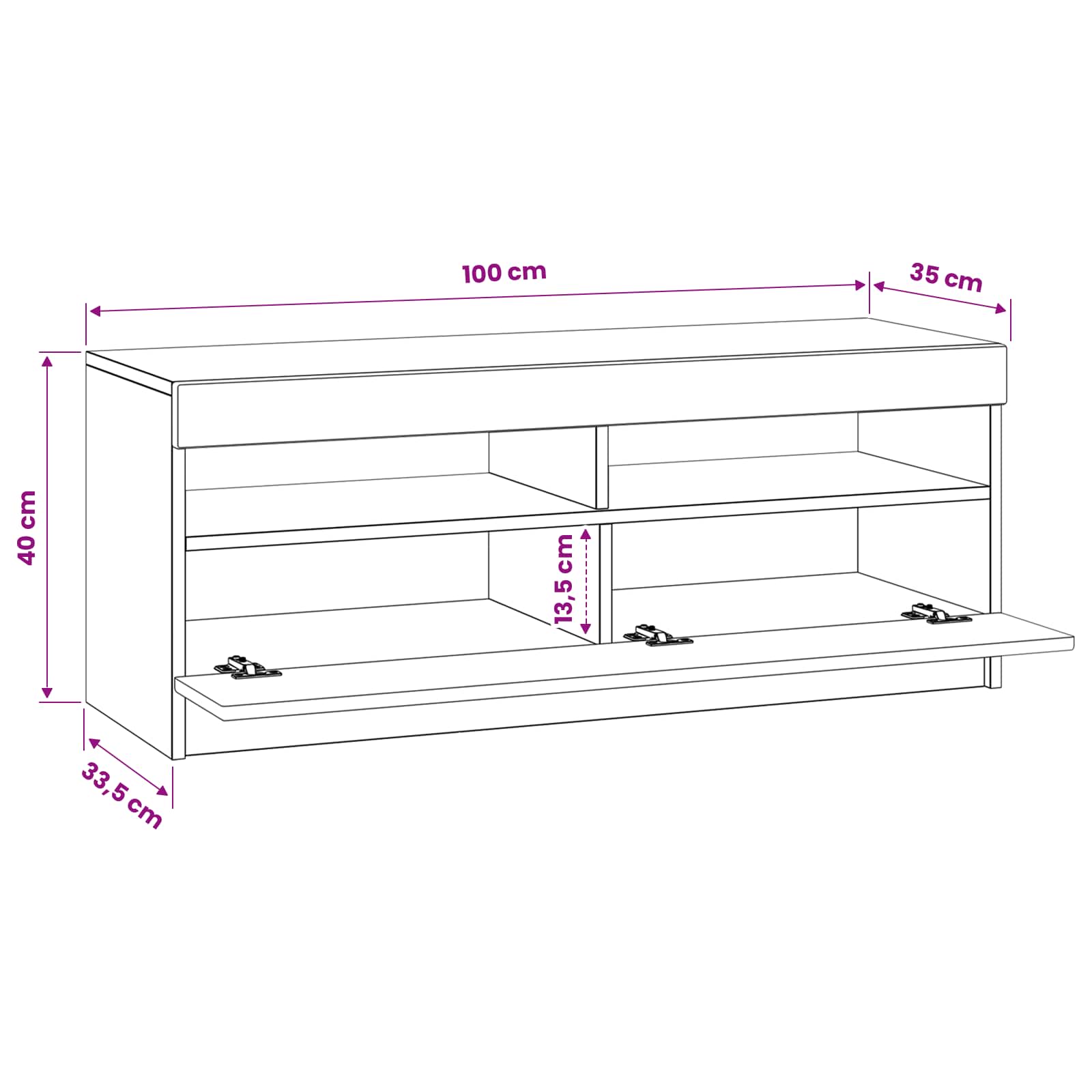 LED TV-kaappi Musta Tekninen puu - Image 10
