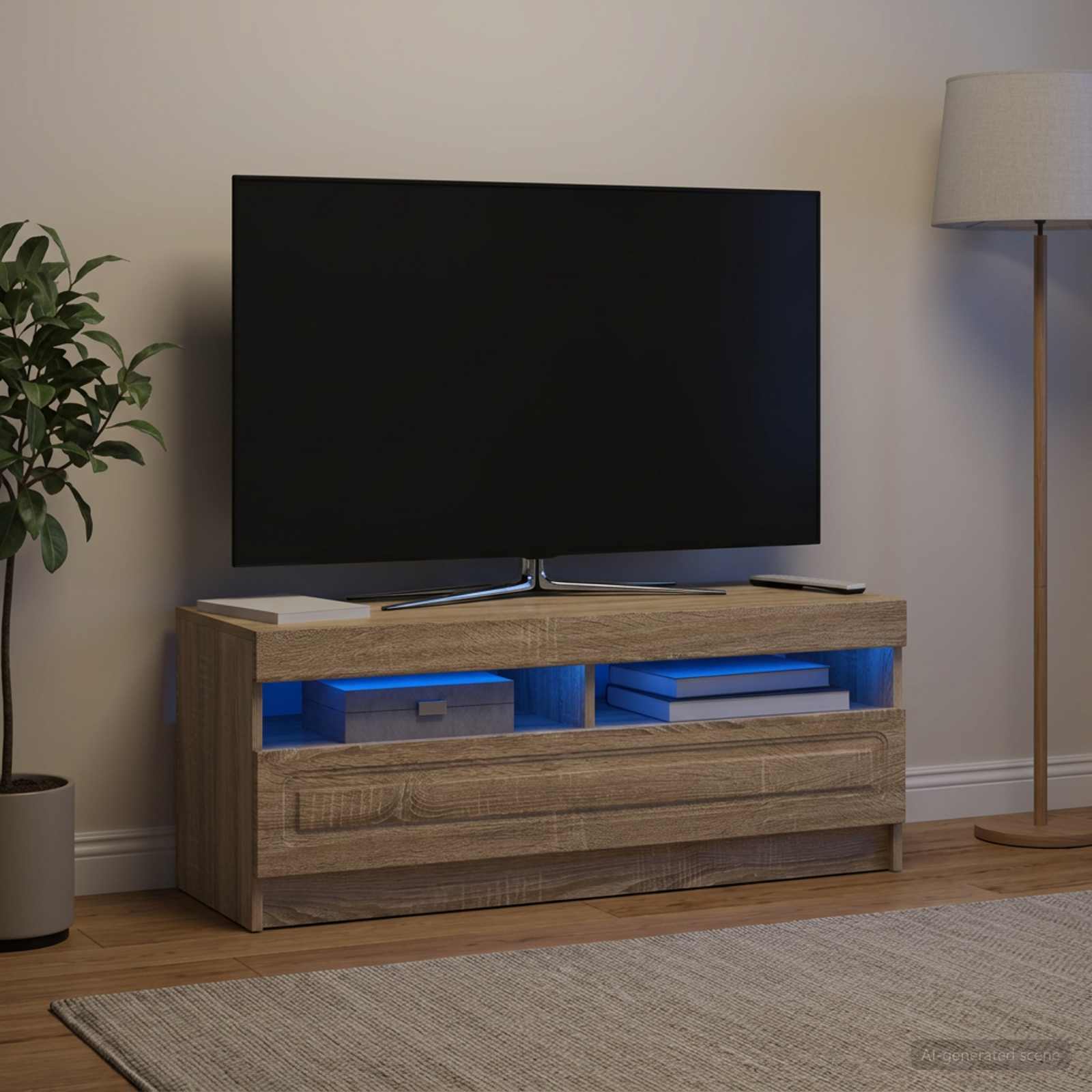 LED TV-kaappi Sonoma-tammi Tekninen puu - Image 4