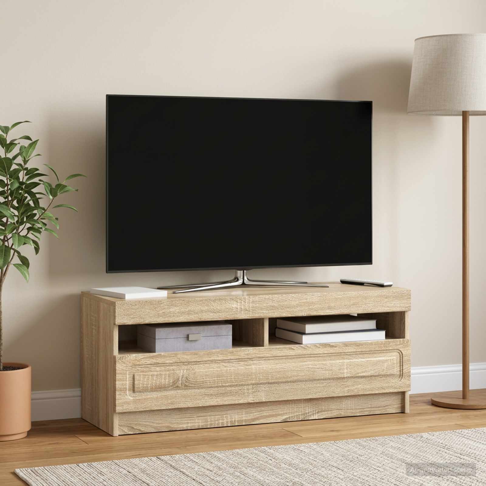 LED TV-kaappi Sonoma-tammi Tekninen puu