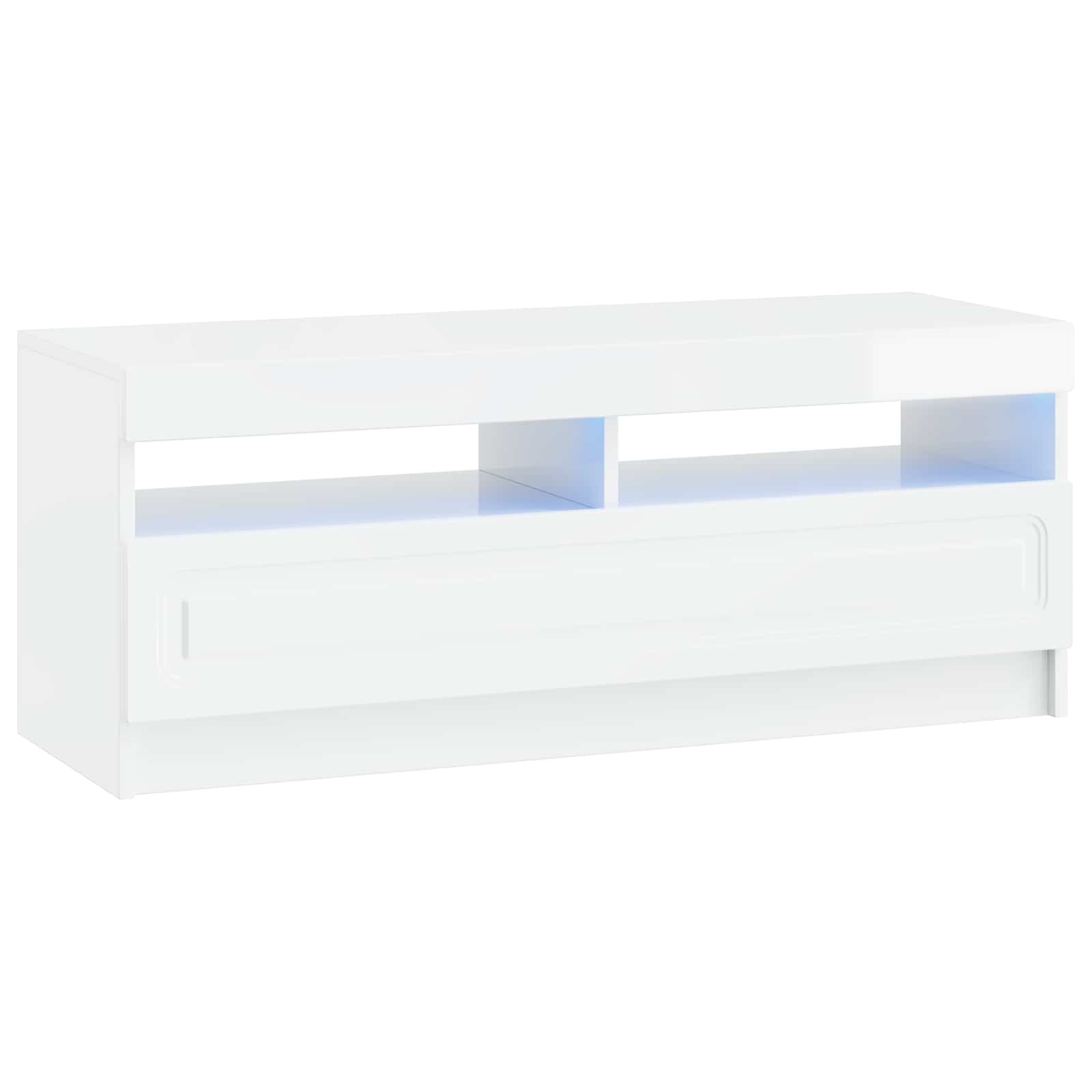 LED TV-kaappi Korkeakiiltoinen valkoinen Tekninen puu