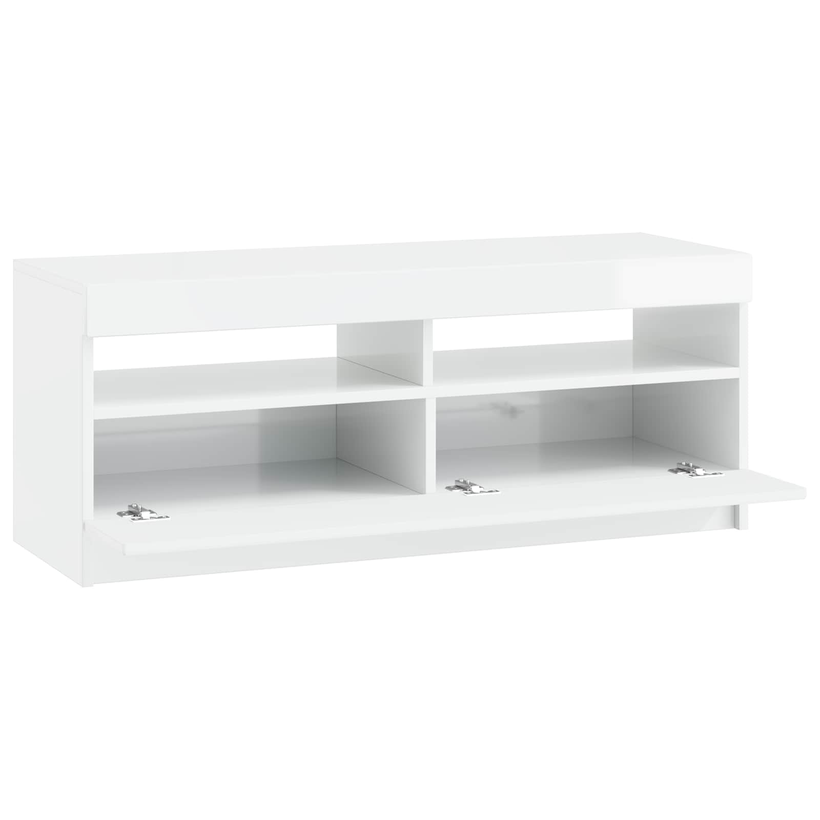 LED TV-kaappi Korkeakiiltoinen valkoinen Tekninen puu - Image 3