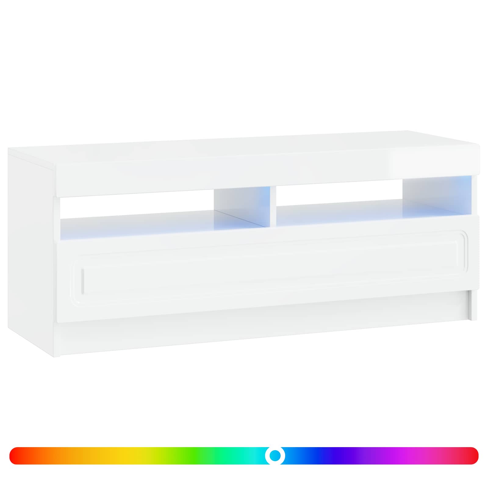 LED TV-kaappi Korkeakiiltoinen valkoinen Tekninen puu - Image 2