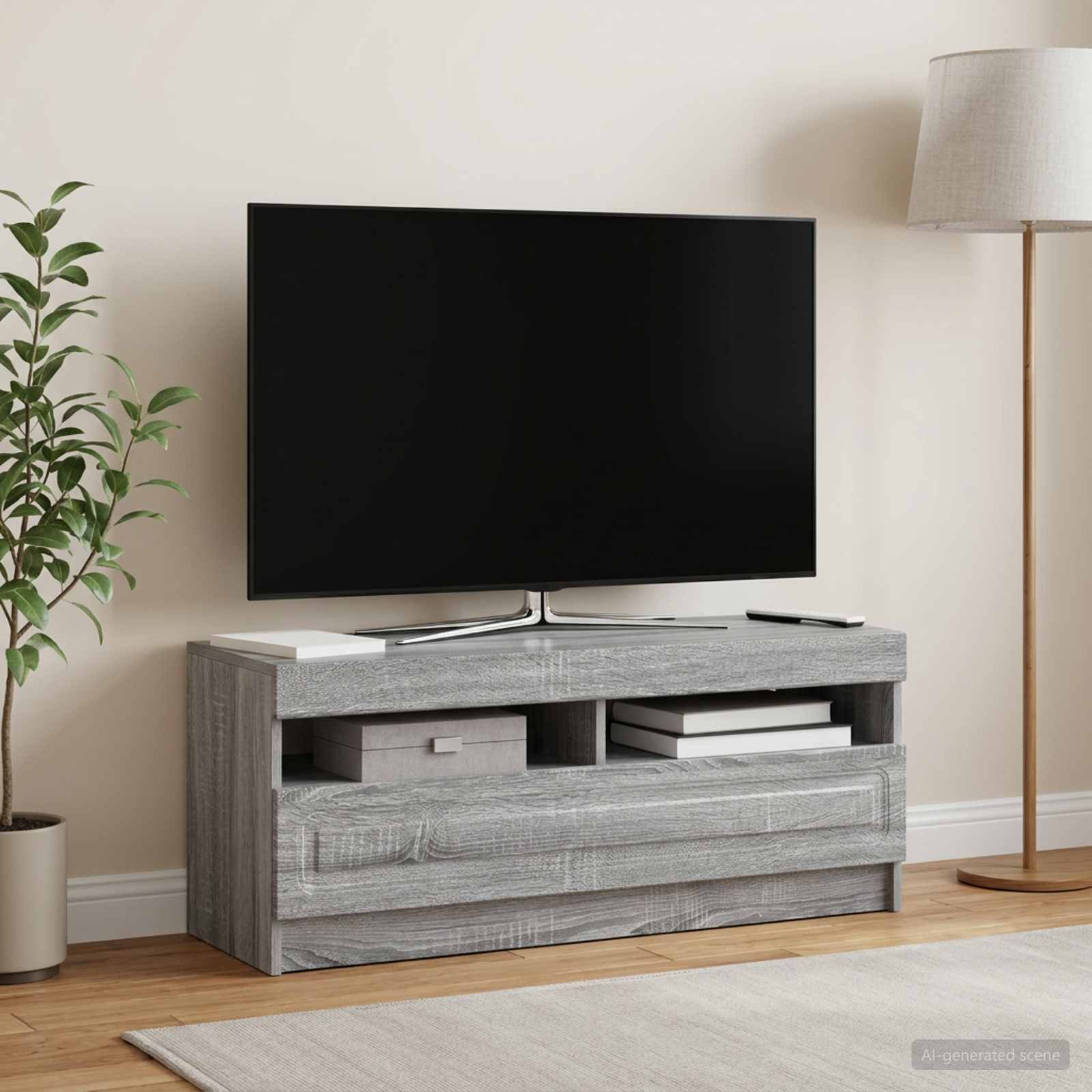 LED TV-kaappi Harmaa Sonoma Tekninen puu