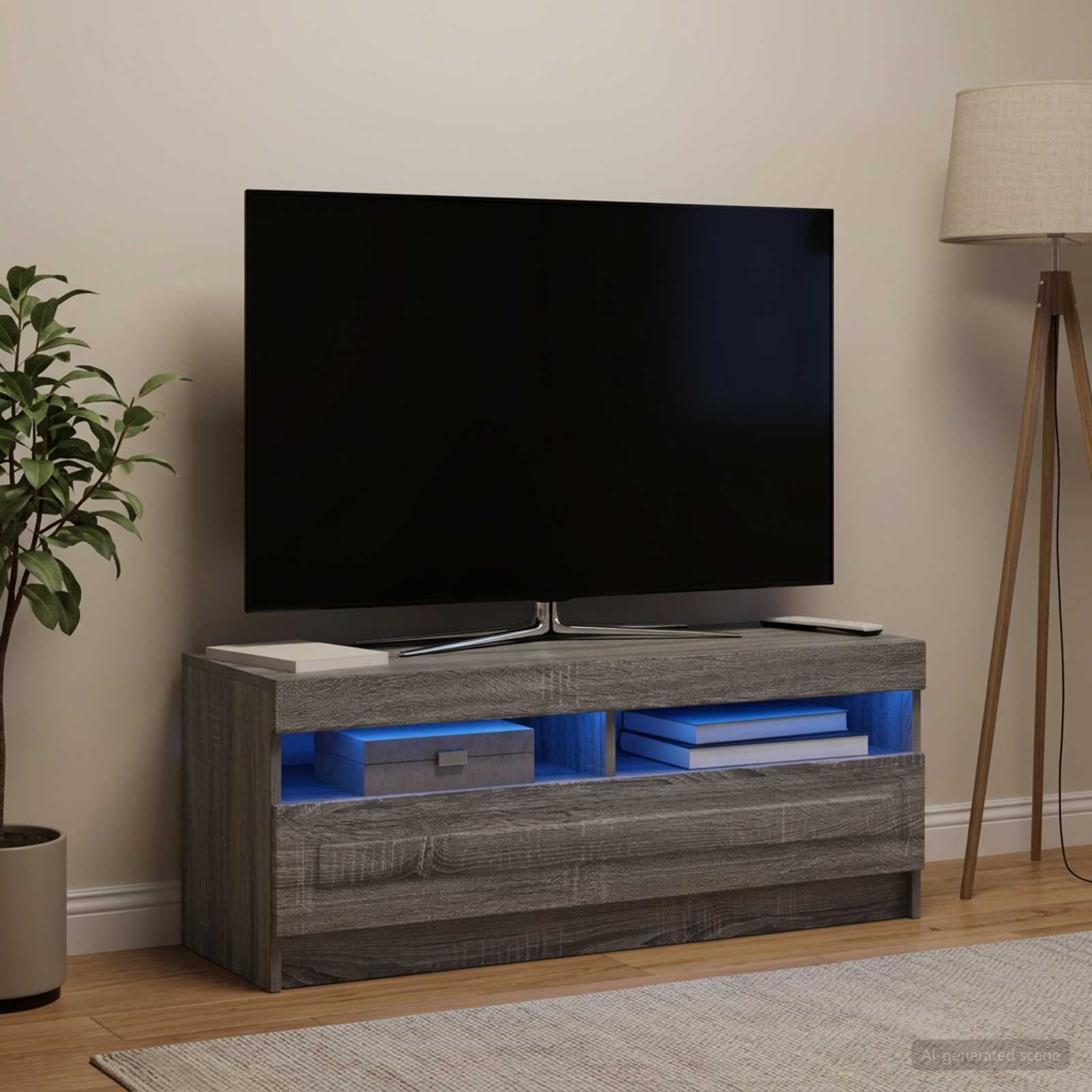 LED TV omarica Siva Sonoma Inženirski les