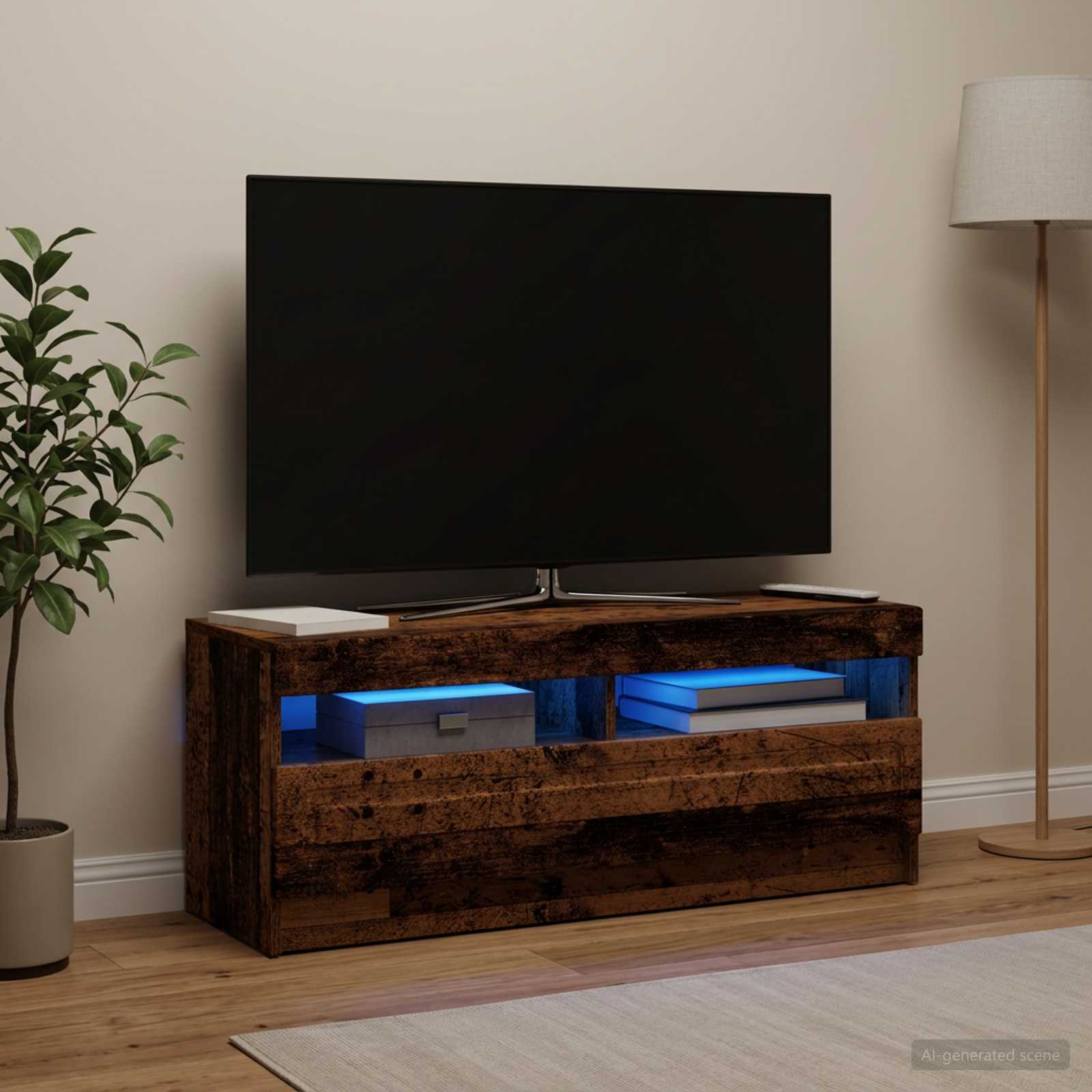 LED TV-kaappi Vanha puu Tekninen puu - Image 4