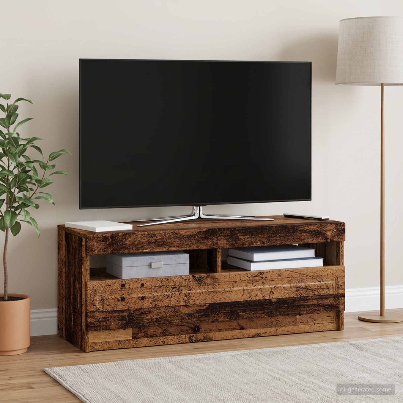 LED TV-kaappi Vanha puu Tekninen puu