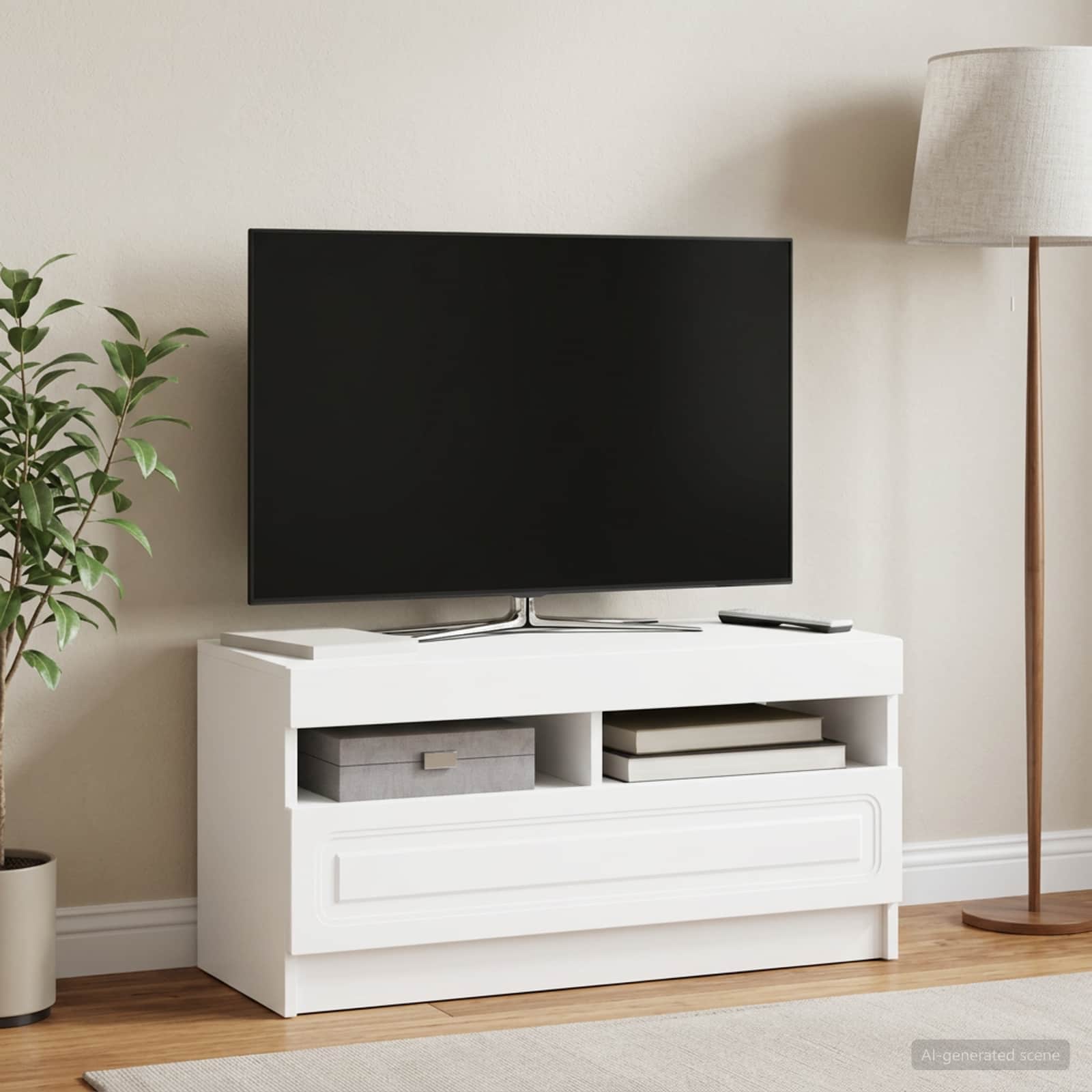 LED TV-kaappi valkoinen Tekninen puu - Image 4