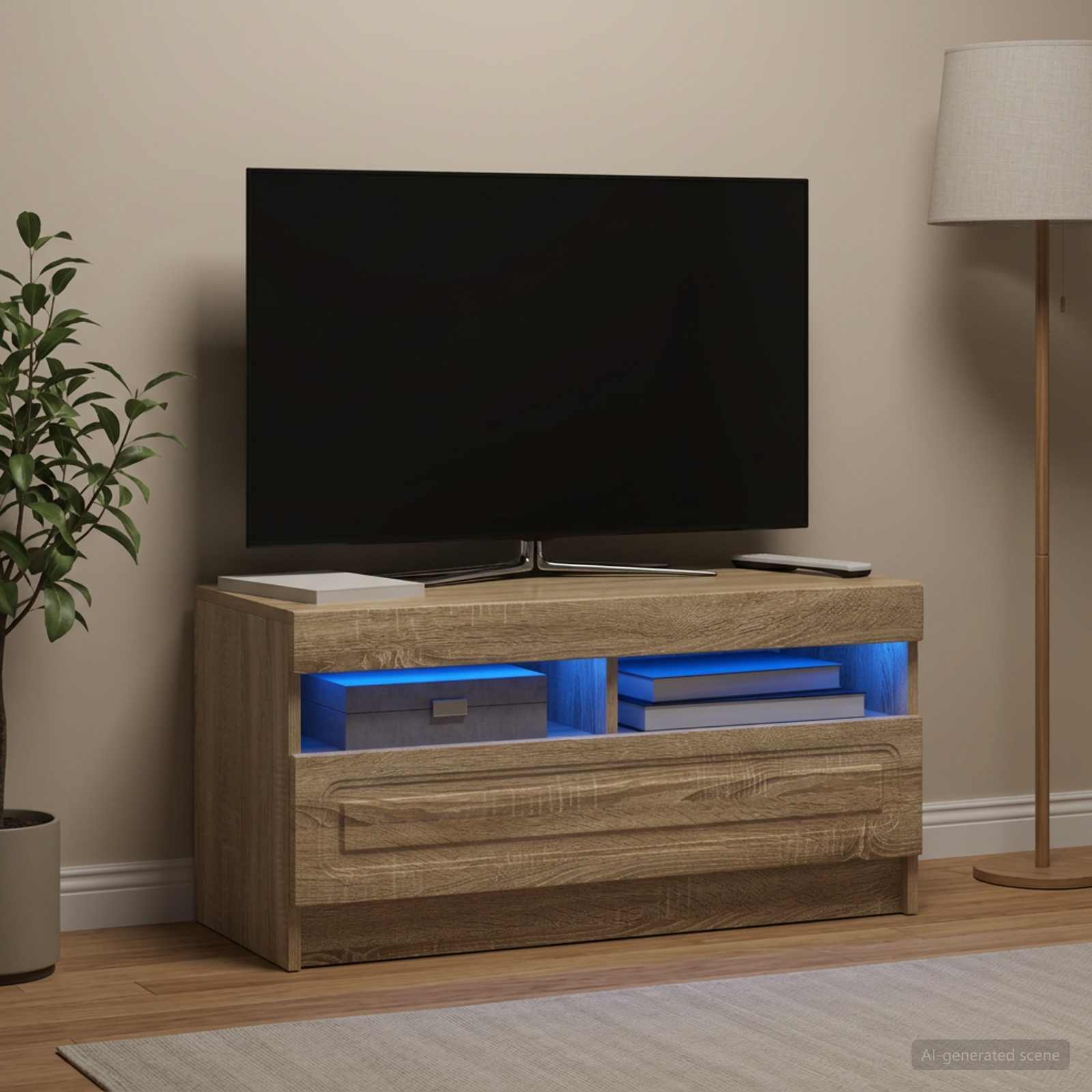 LED TV-kaappi Sonoma-tammi Tekninen puu - Image 4