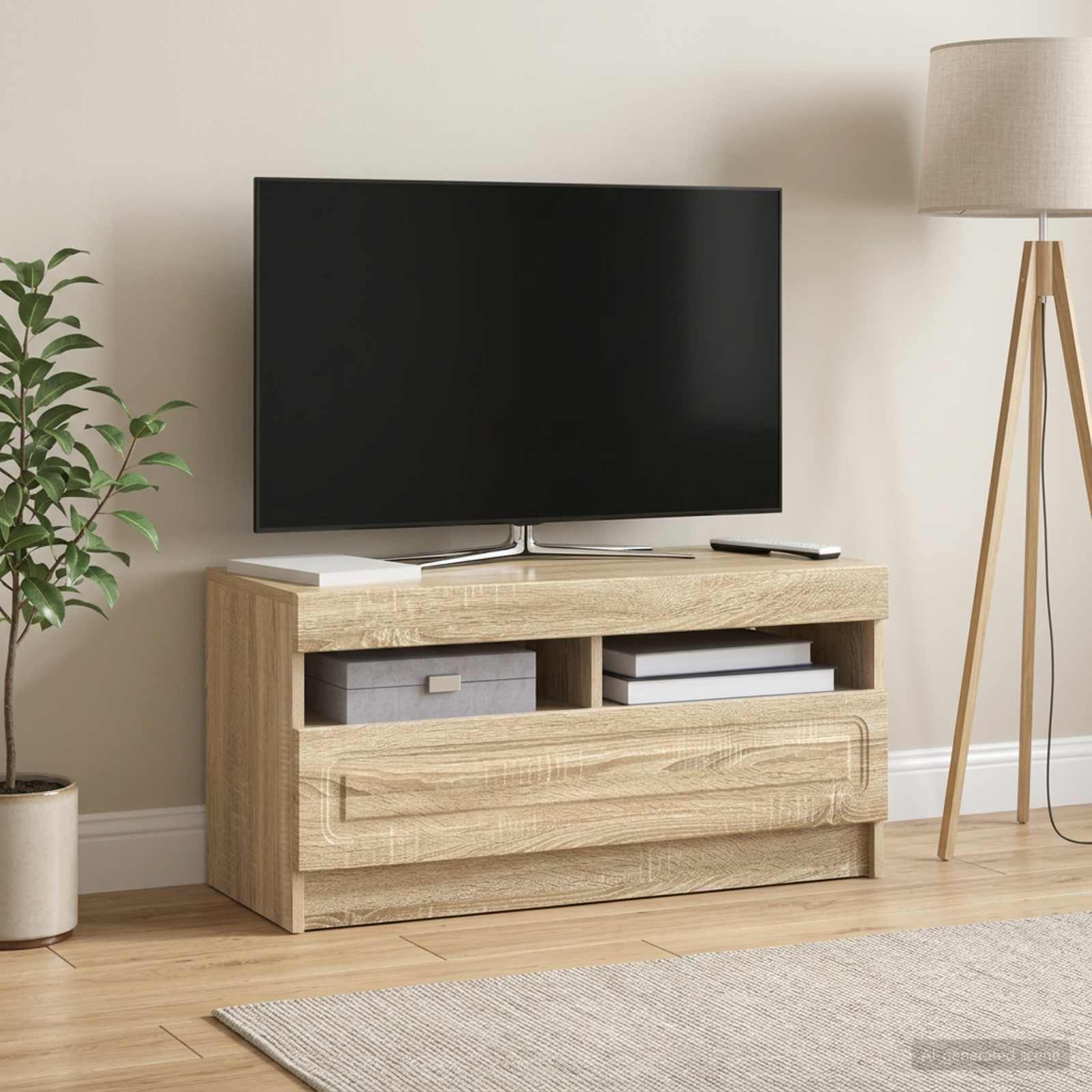 LED TV-kaappi Sonoma-tammi Tekninen puu