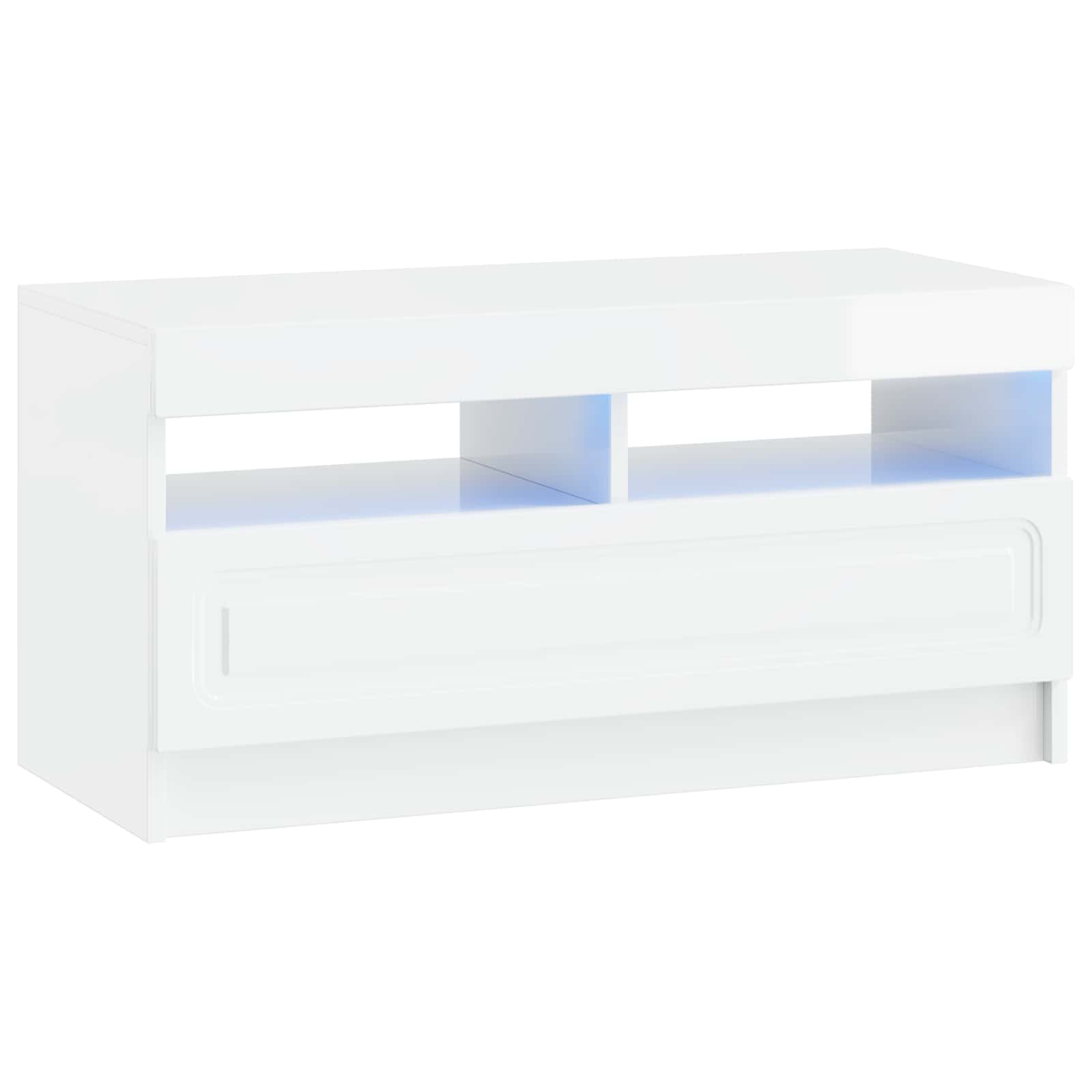 LED TV-kaappi Korkeakiiltoinen valkoinen Tekninen puu