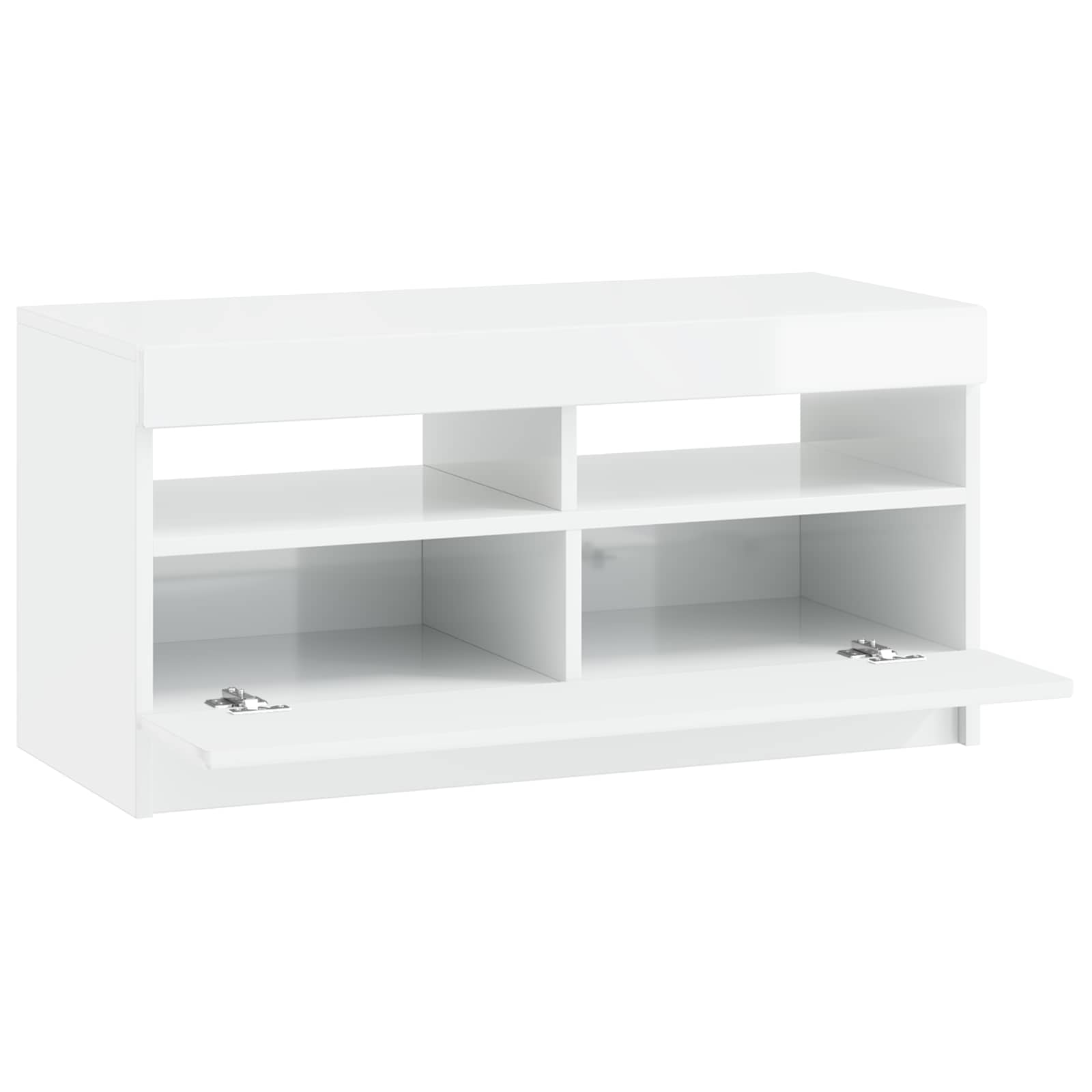 LED TV-kaappi Korkeakiiltoinen valkoinen Tekninen puu - Image 3