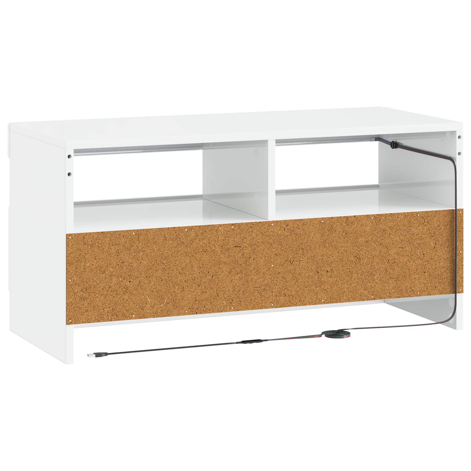 LED TV-kaappi Korkeakiiltoinen valkoinen Tekninen puu - Image 6